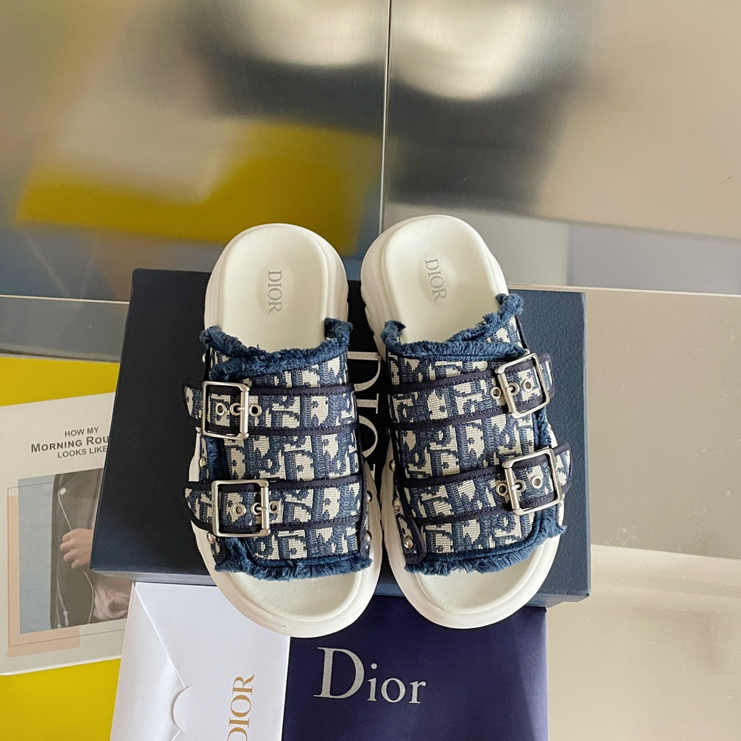 Dior Fabric Stylish Casual Flip-flops Slide Sandal (Replica)