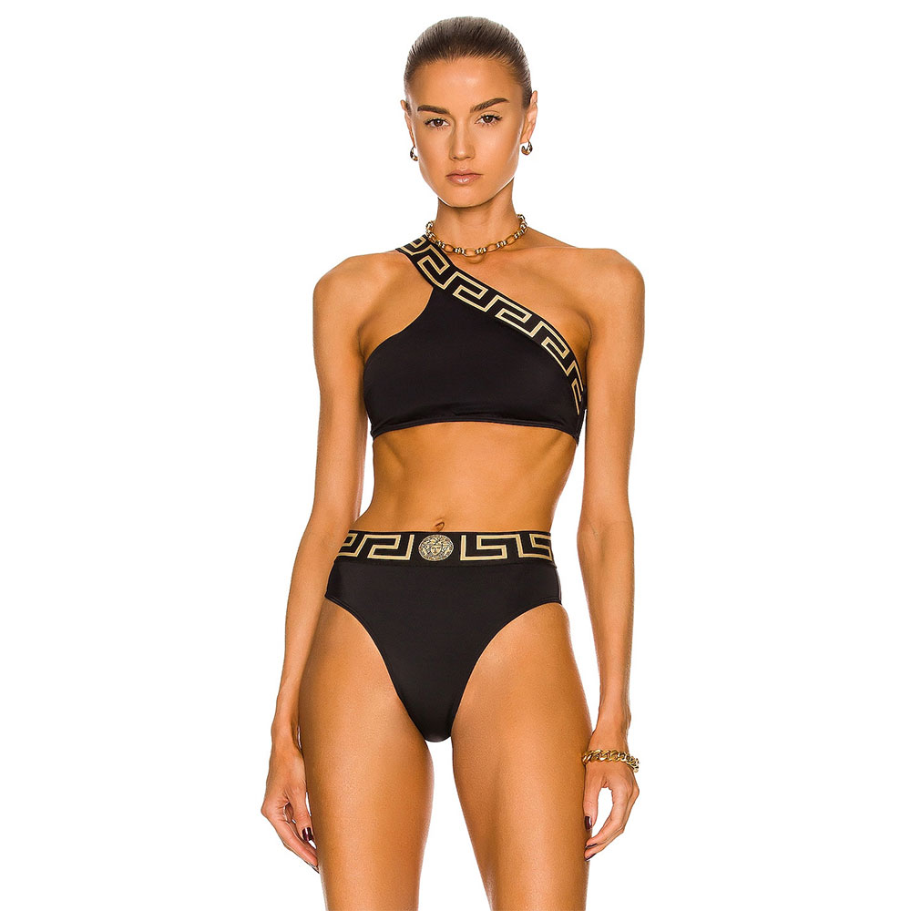 Versace Split Swimsuit With Diagonal Straps Swimwear（Replica）