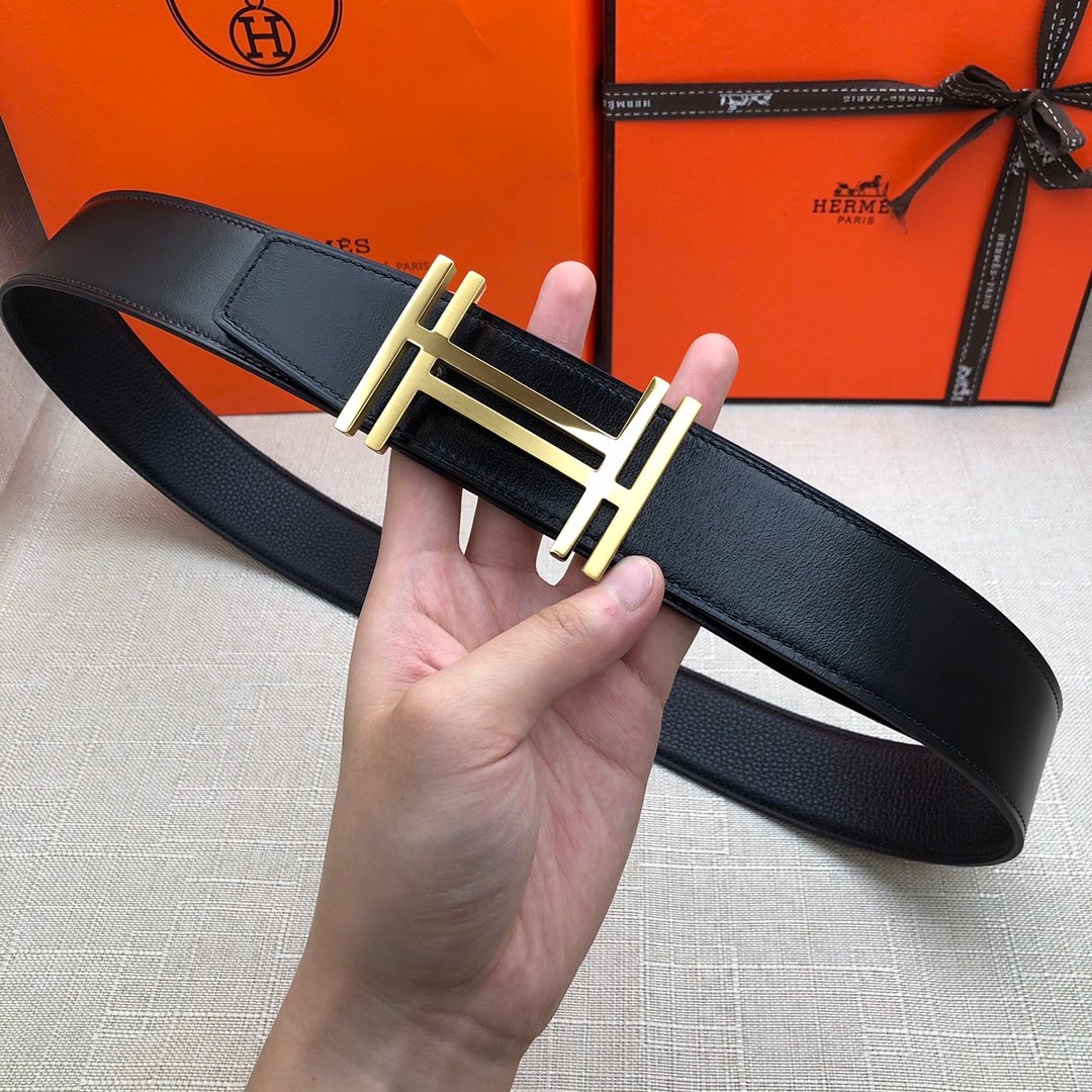 Hermes H Belt Buckle & Reversible Black For Women, Women Belt 380MM