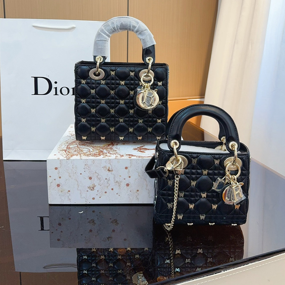 Dior Lady Dior Butterfly Rivet Lambskin Bags  (Replica)