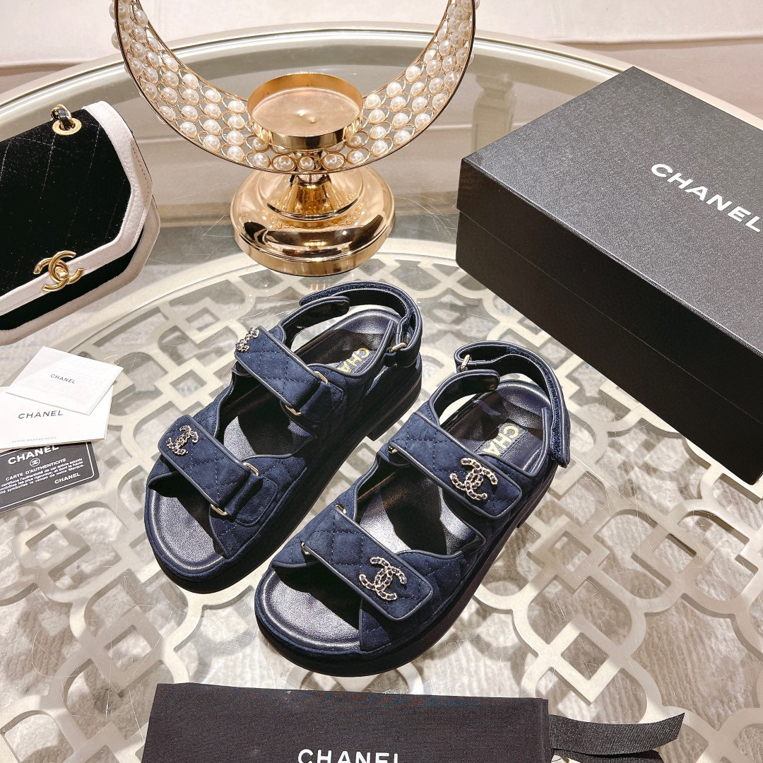 Chanel Everything Fits Comfortably Hook And Loop Fasteners Sandals Slide(Replica)