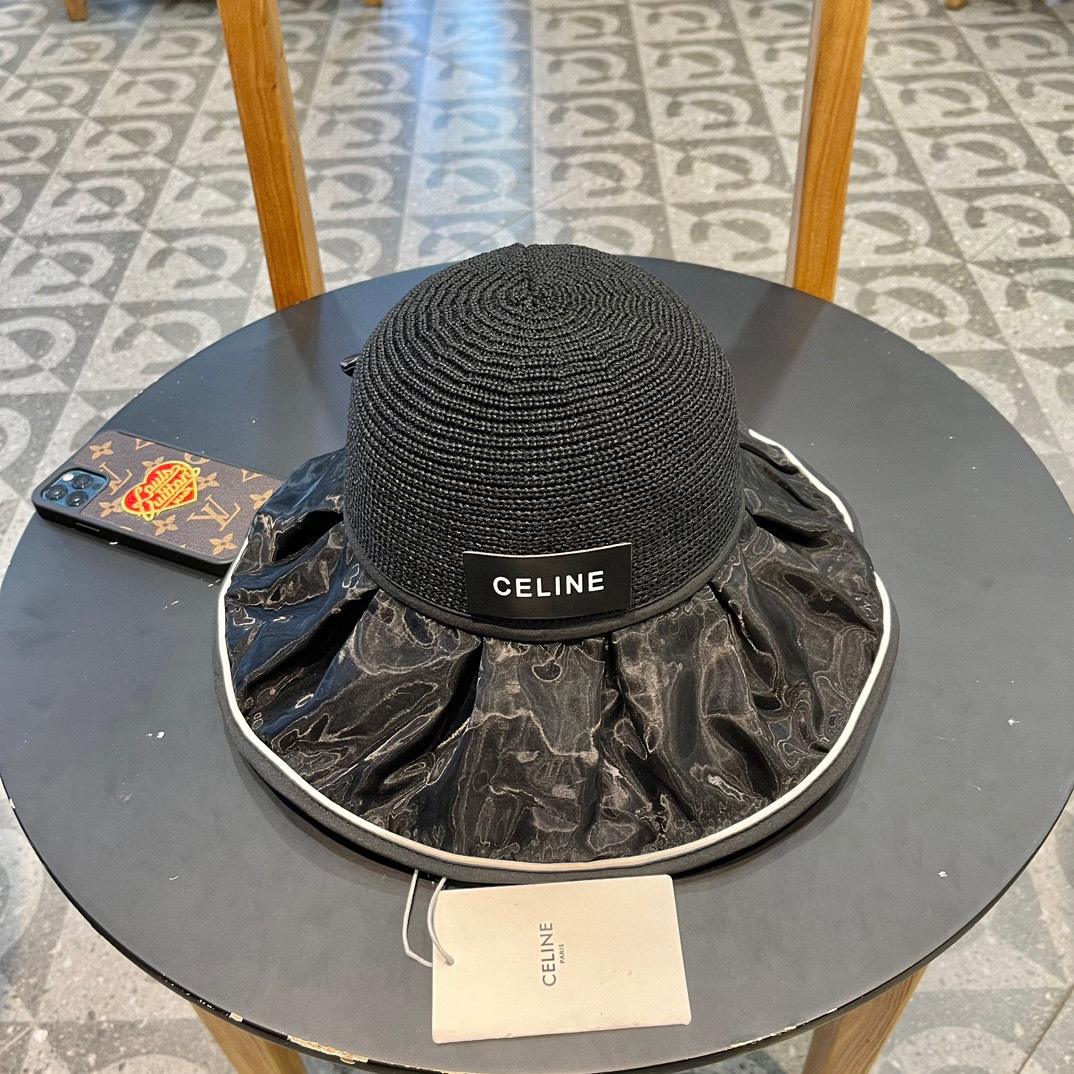 Ceiline Straw Sun Hat With Bow Split Back Sunhat (Replica)