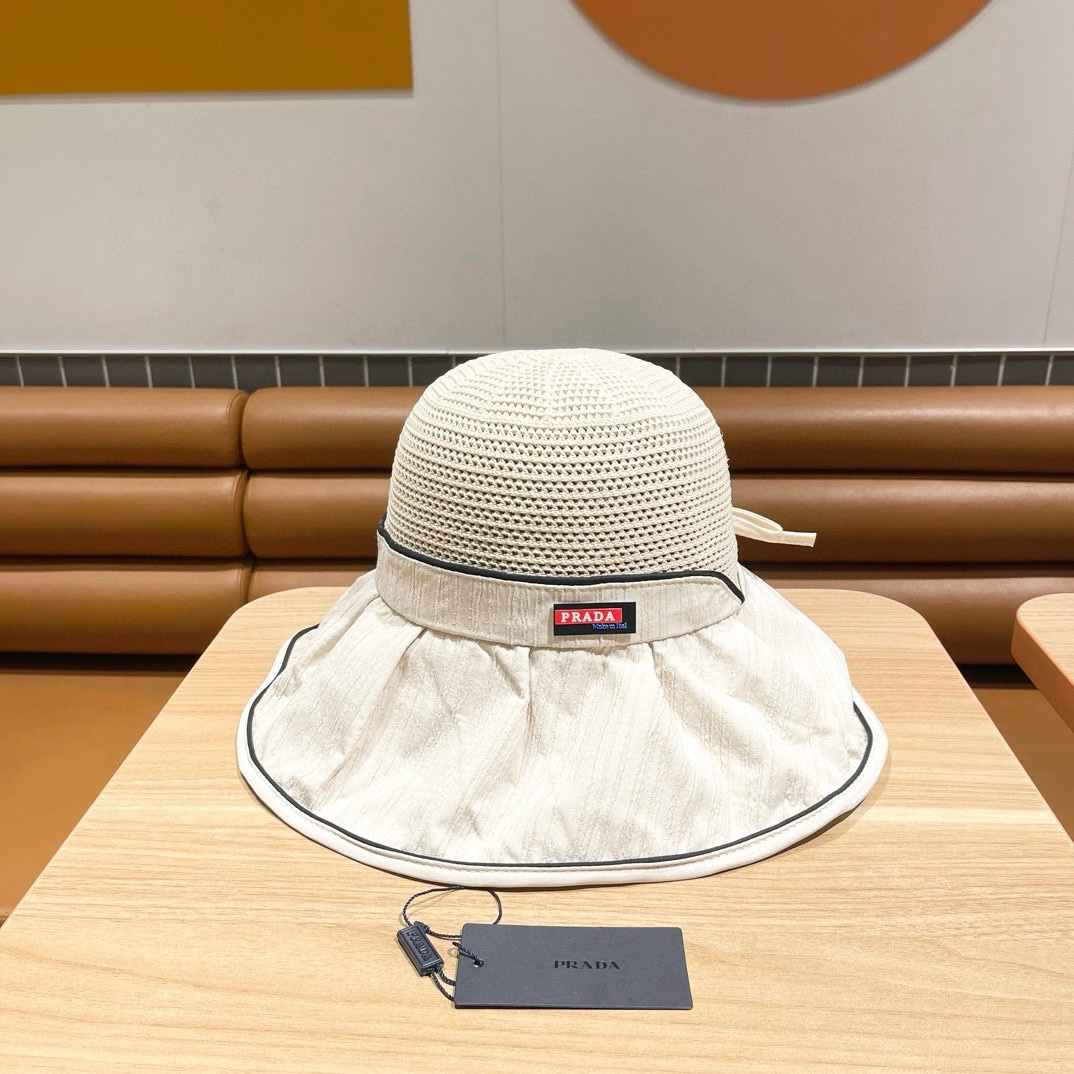 Prada Stylish Bow Fisherman Hat   Sunhat (Replica)