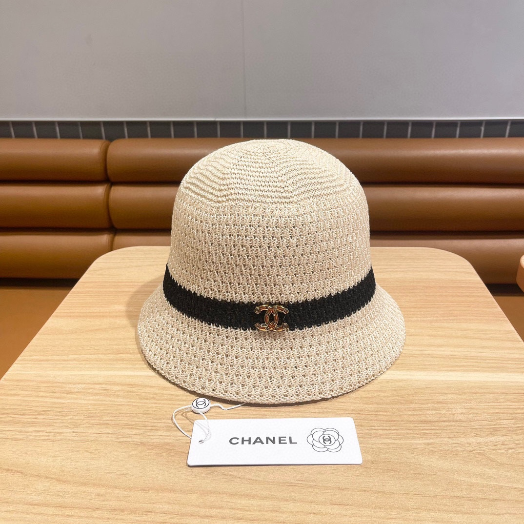 Chanel Knitted Hollow Breathable Fisherman's Hat Sunhat (Replica)