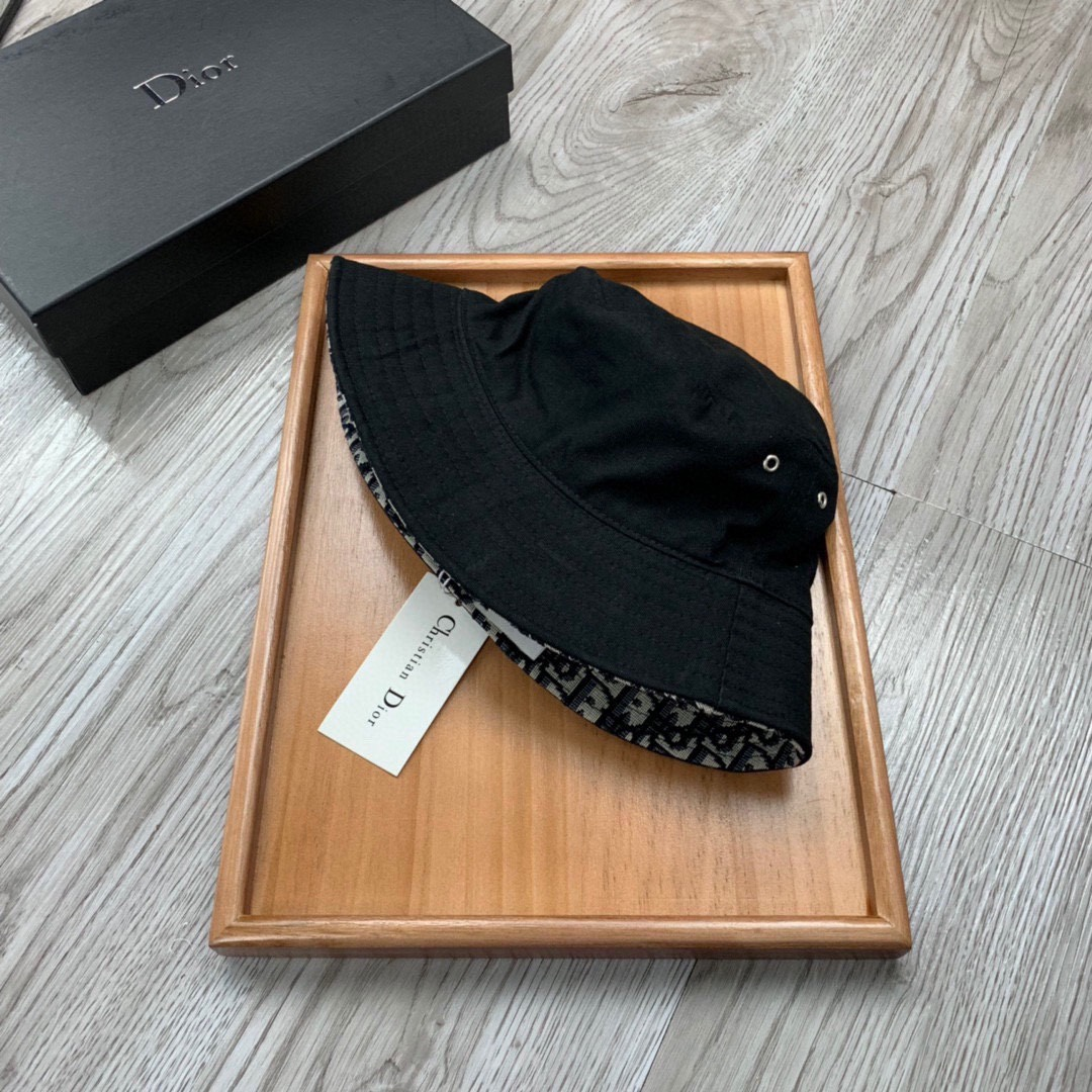 Dior Double Sided Cotton Printed Fisherman's Hat Sunhat (Replica)