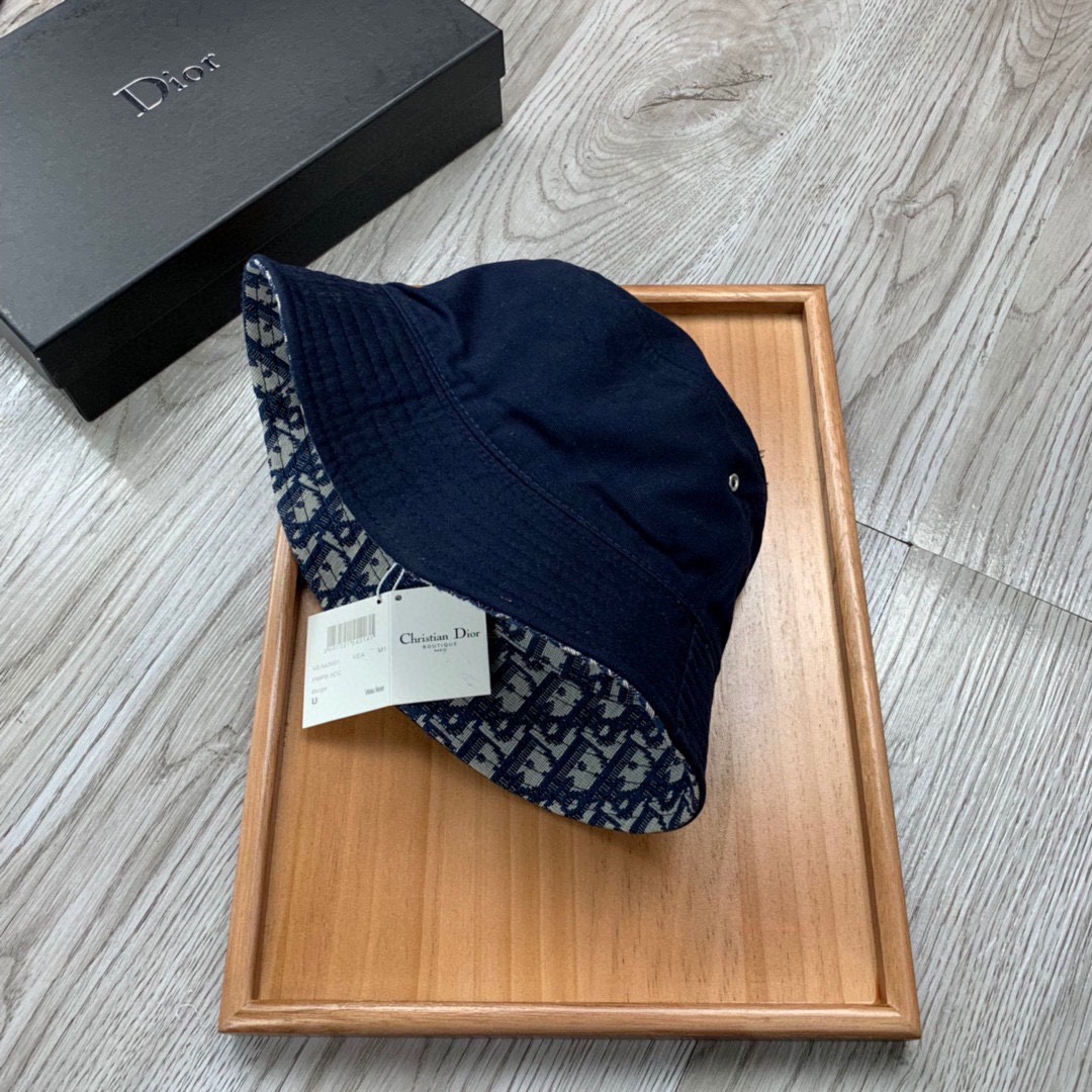 Dior Double Sided Cotton Printed Fisherman's Hat Sunhat (Replica)