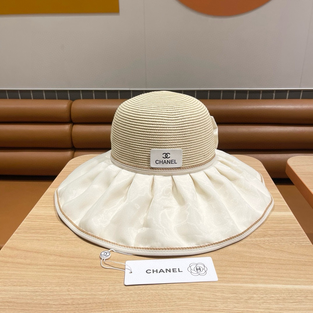Chanel Bow With Large Brim And Small Face Visor Sunhat (Replica)