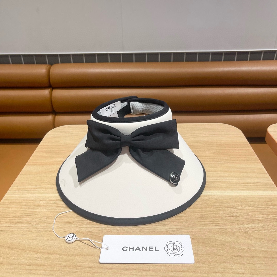 Chanel UV Outdoor Riding Sun Hat With Empty Top And Large Brim Sunhat (Replica)