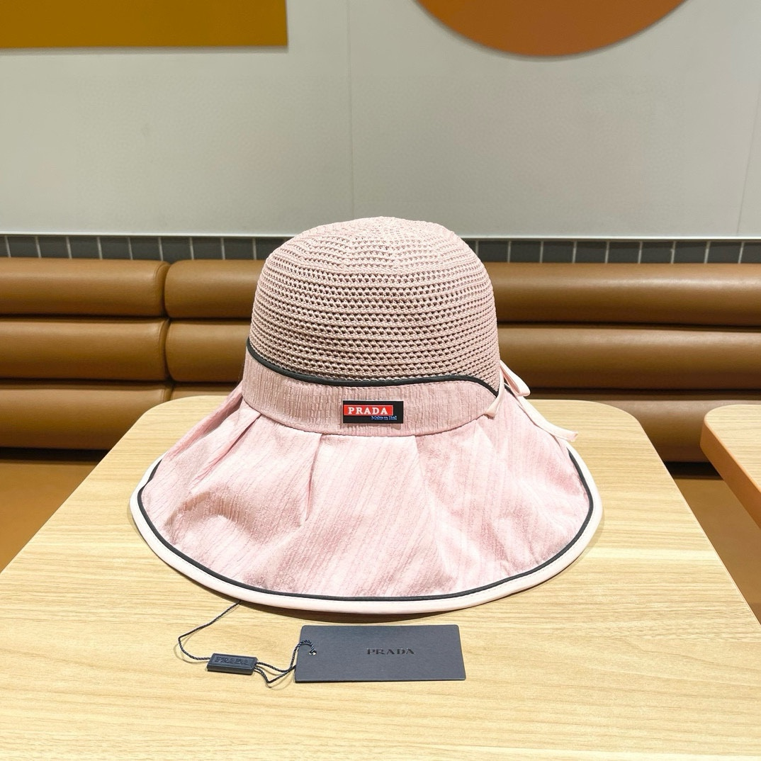 Prada Stylish Bow Fisherman Hat   Sunhat (Replica)