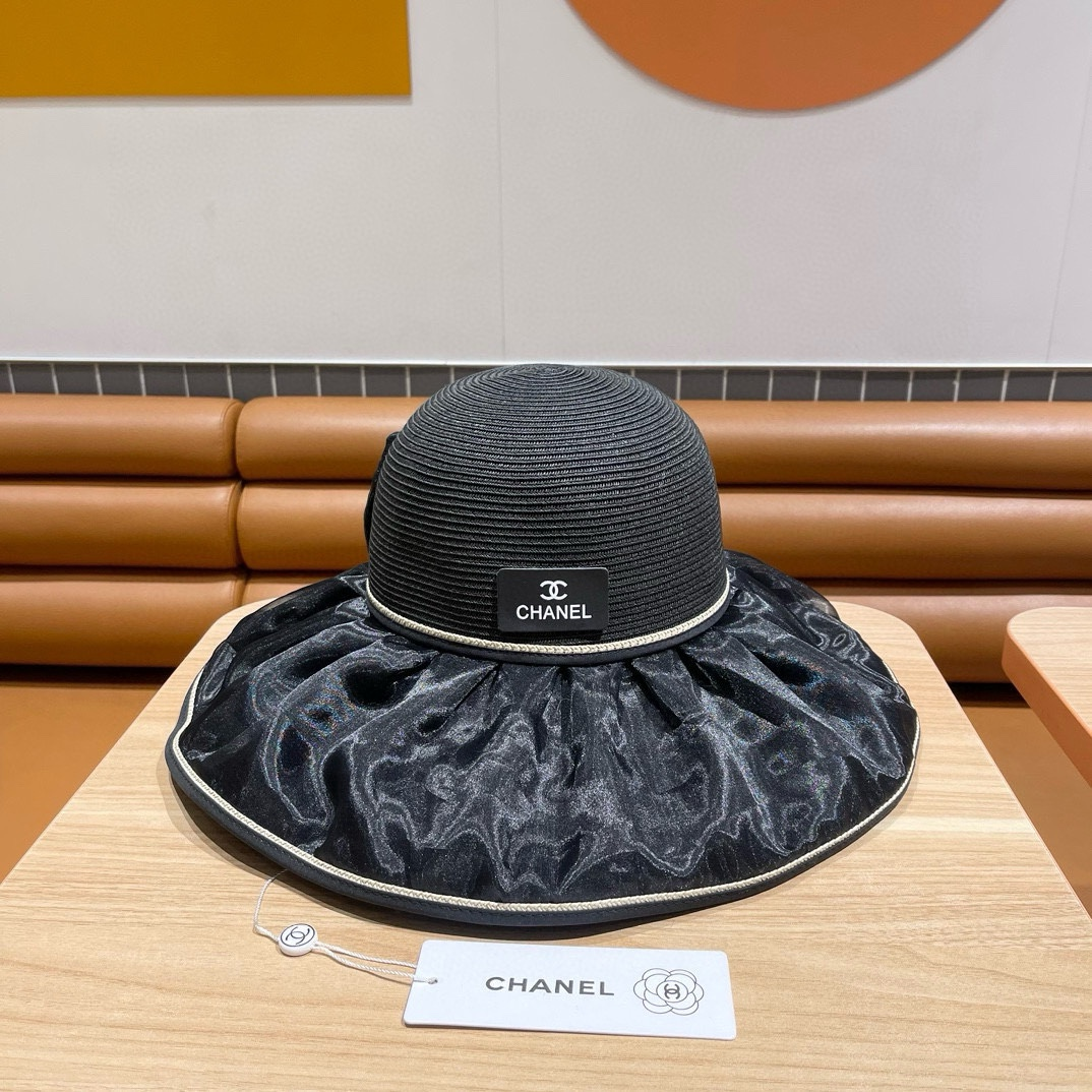 Chanel Bow With Large Brim And Small Face Visor Sunhat (Replica)
