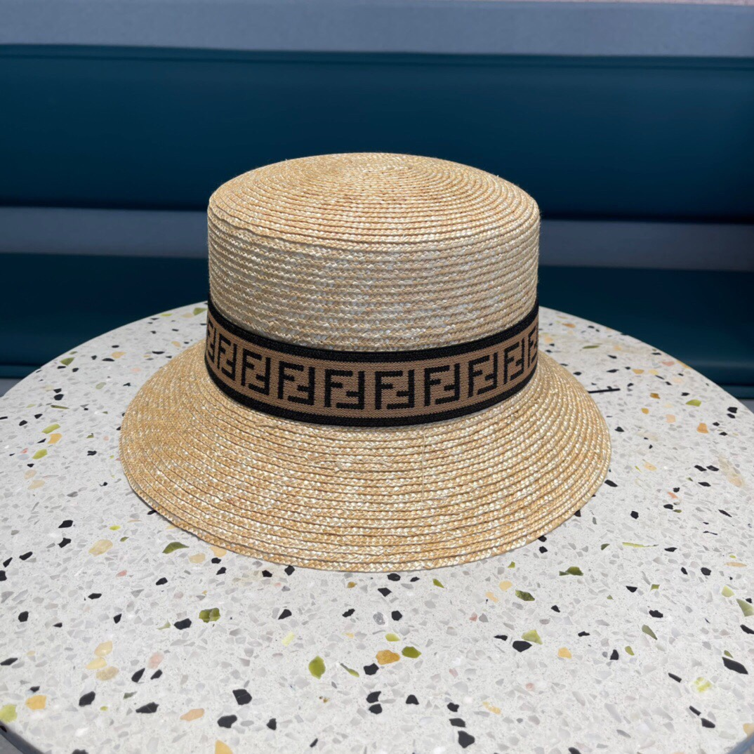 Fendi Straw Flat Top Hat  Sunhat (Replica)