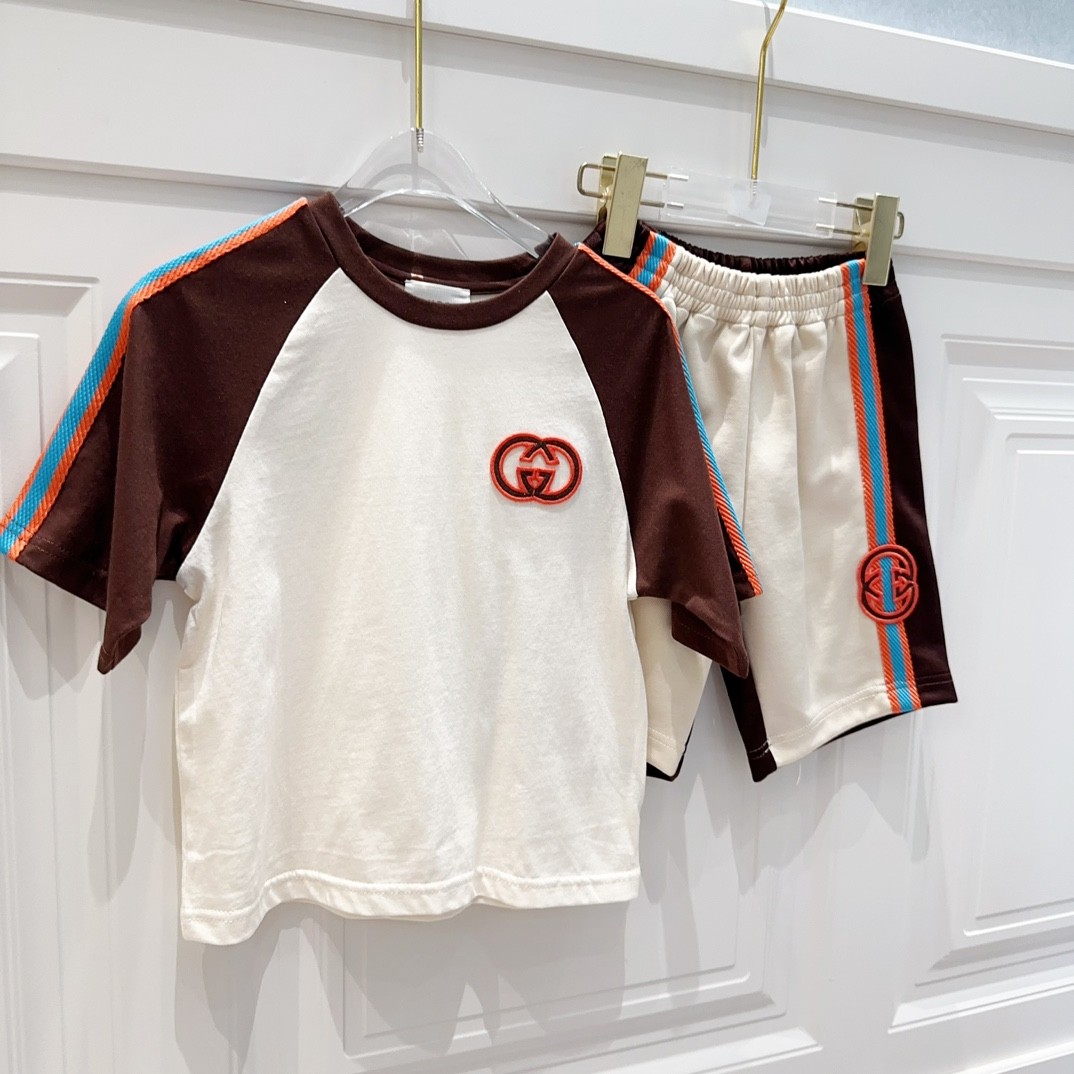 Gucci 2024/SS new logo printed T-shirt suit Kids Children Clothing