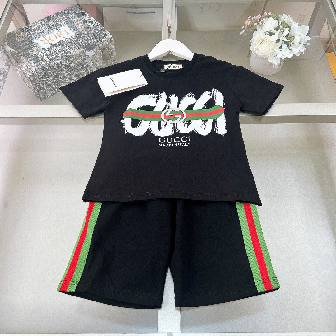 Gucci 2024/SS new logo printed T-shirt suit Kids Children Clothing