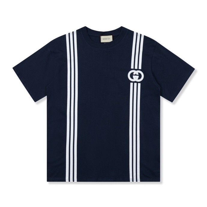Gucci  23SS double G vertical stripe foam printed t-shirt