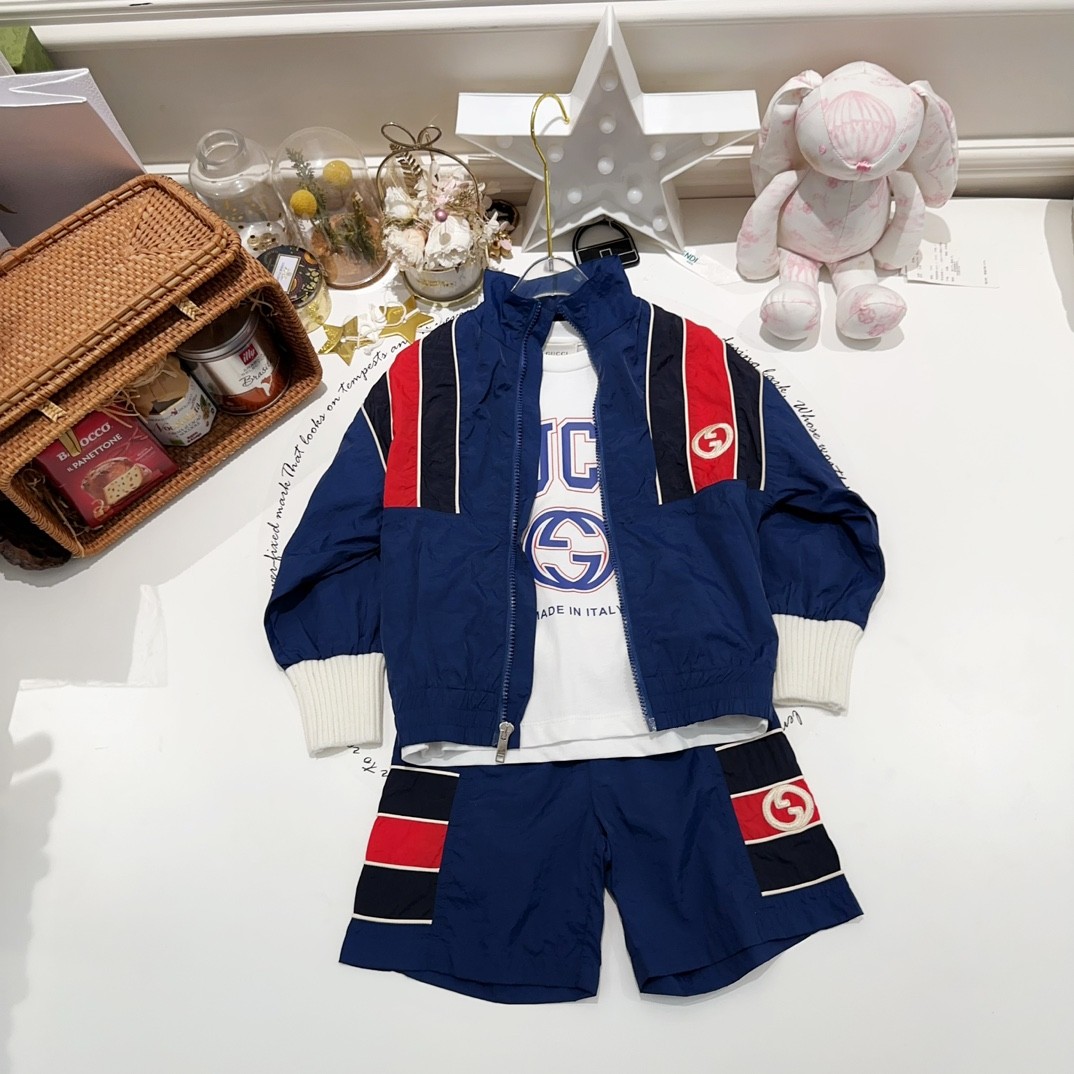 Gucci 2024/new three-piece children's suit Kids Children Clothing