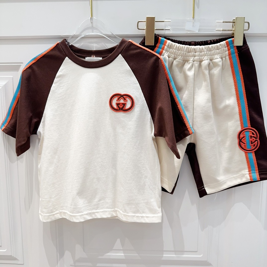 Gucci 2024/SS new logo printed T-shirt suit Kids Children Clothing