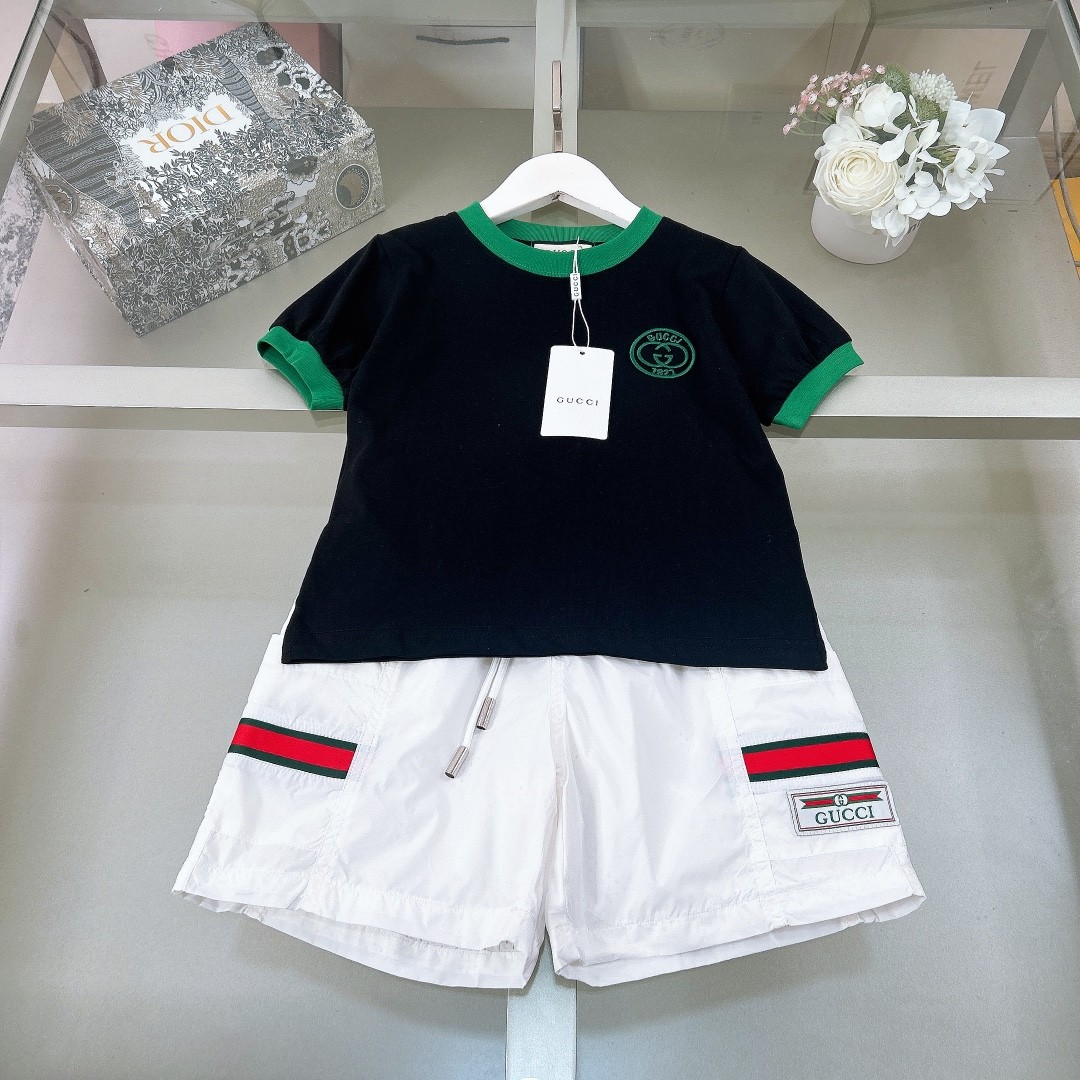 Gucci2024/SS new logo printed T-shirt suit Kids Children Clothing