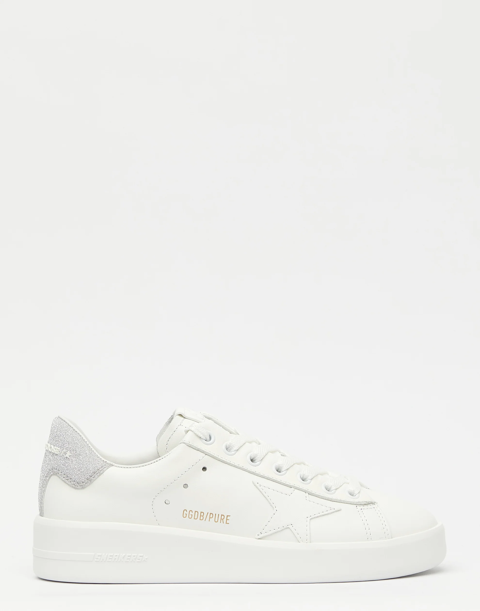 Golden Goose GGDB White & Silver Glitter Pure Star Sneakers Women Shoes