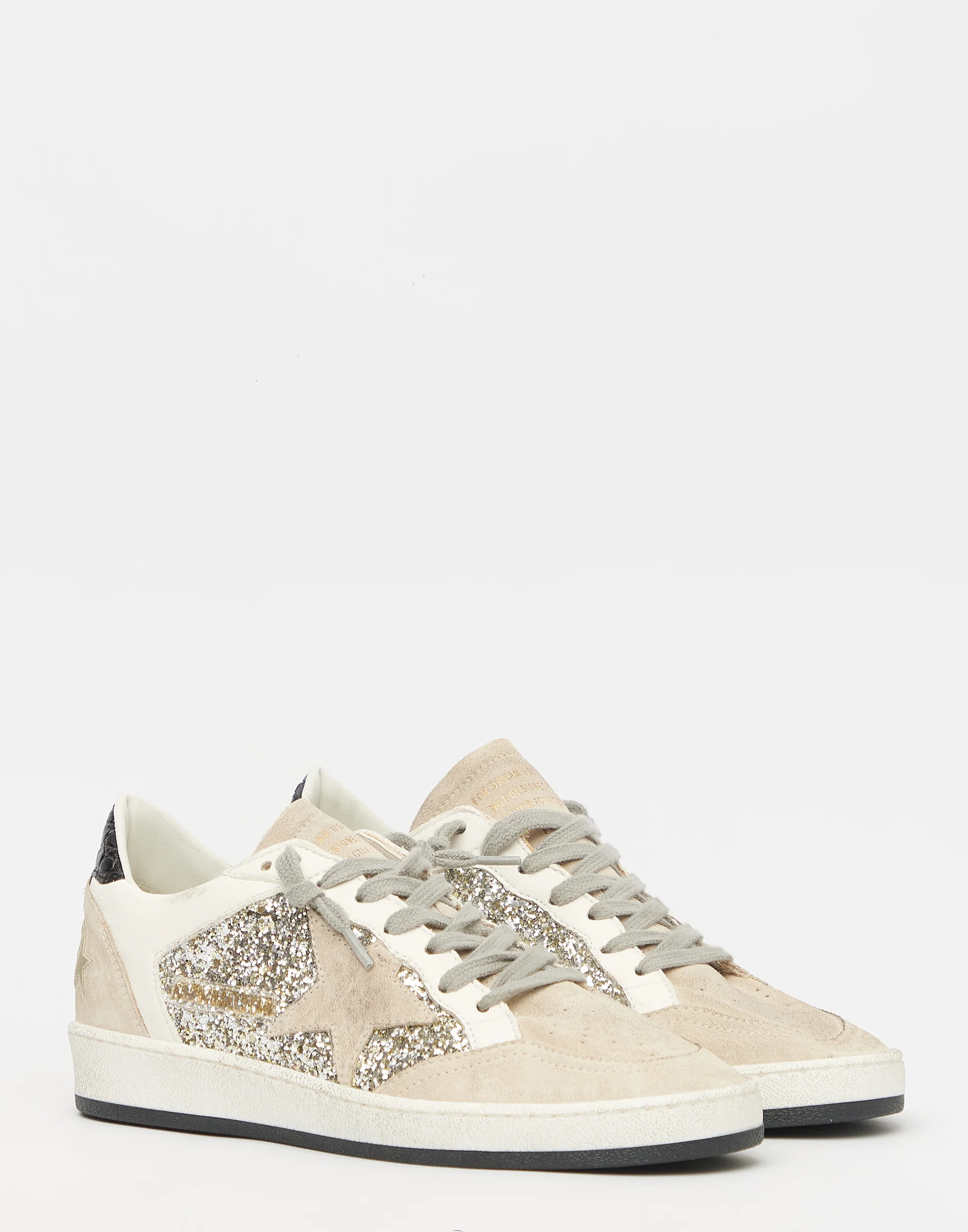 Golden Goose GGDB Suede & Platinum Glitter Ball Star Sneakers Women Men