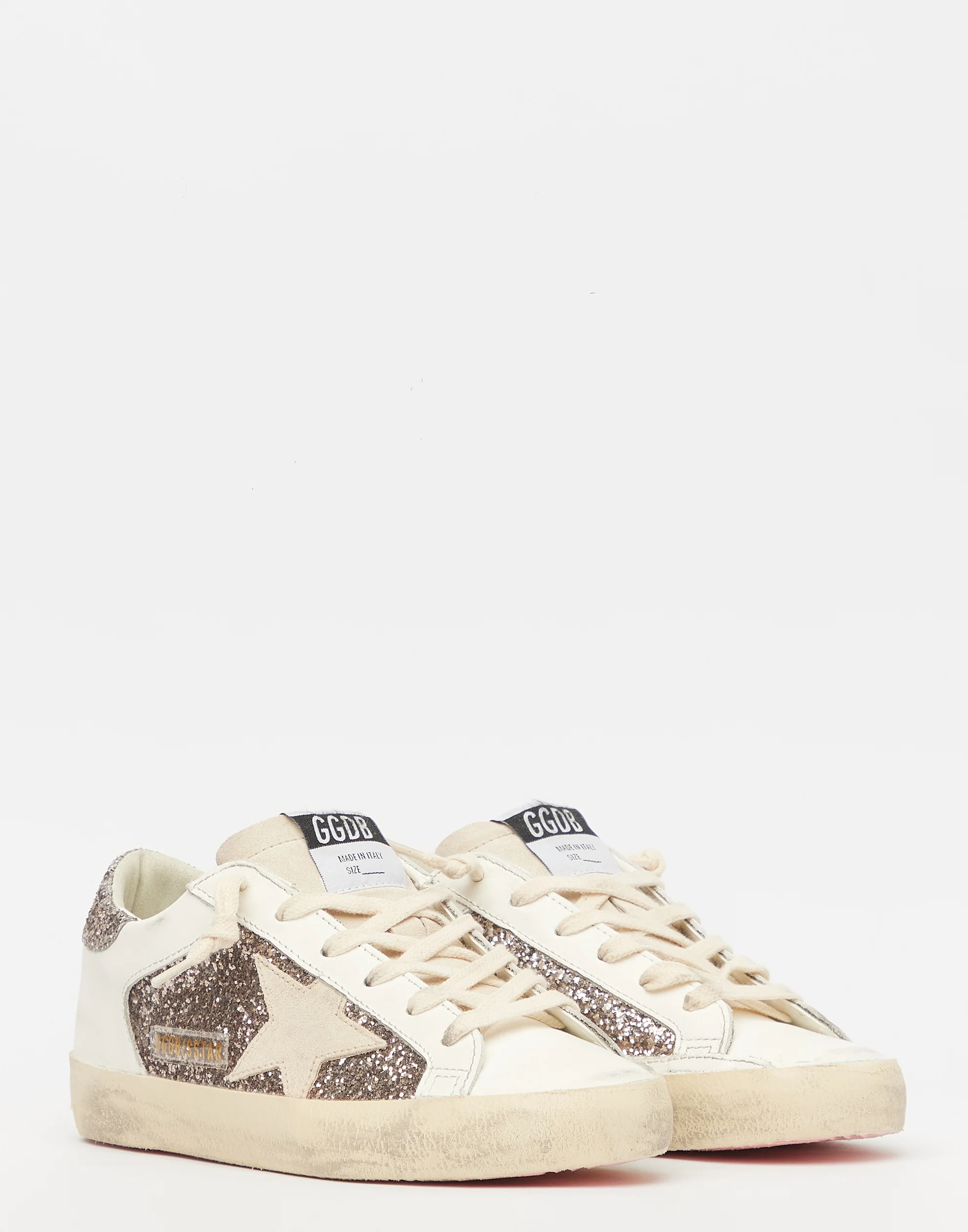 Golden Goose GGDB White & Glitter Superstar Sneakers Women Men