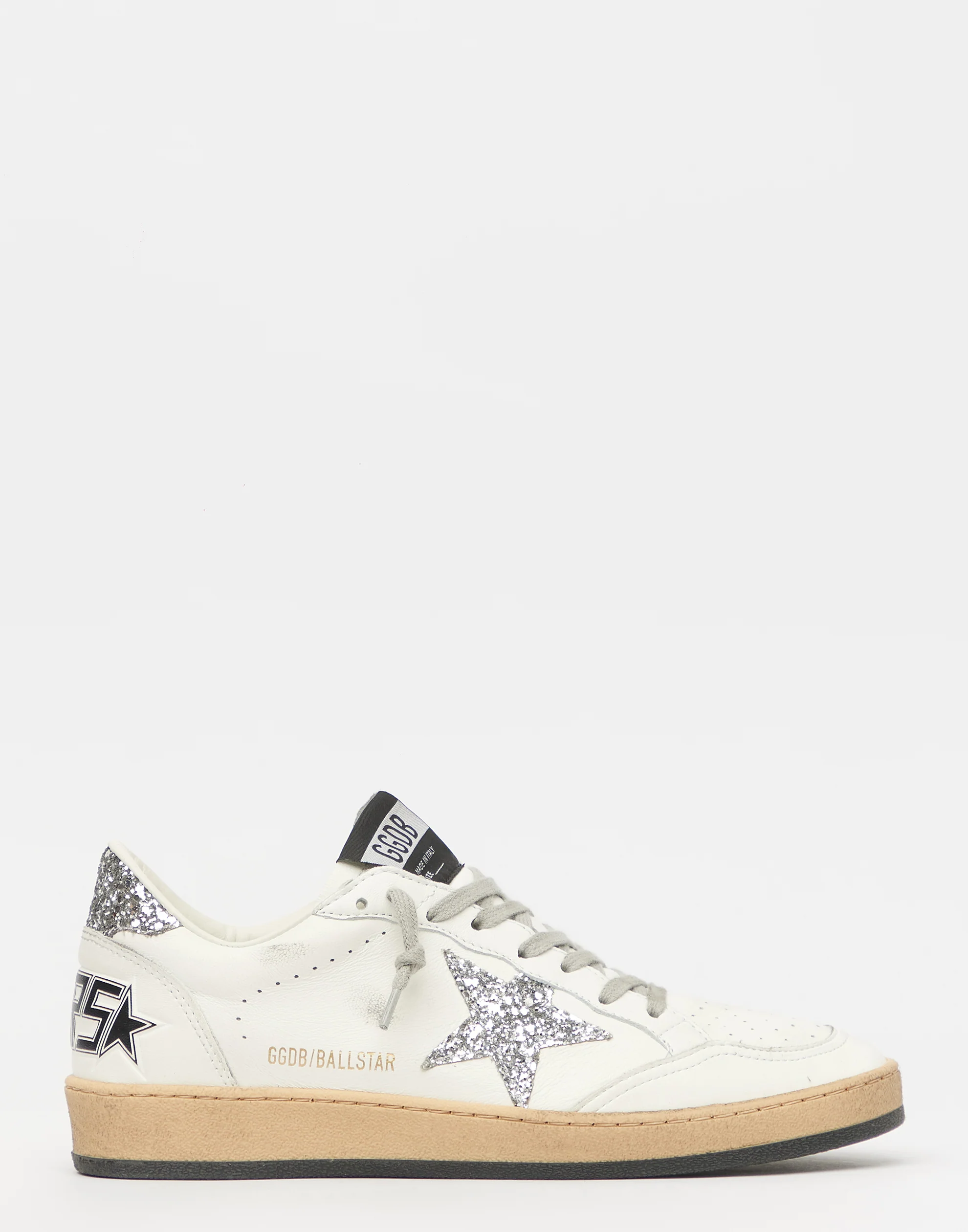 Golden Goose GGDB White & Silver Glitter Ball Star Sneakers Women Men