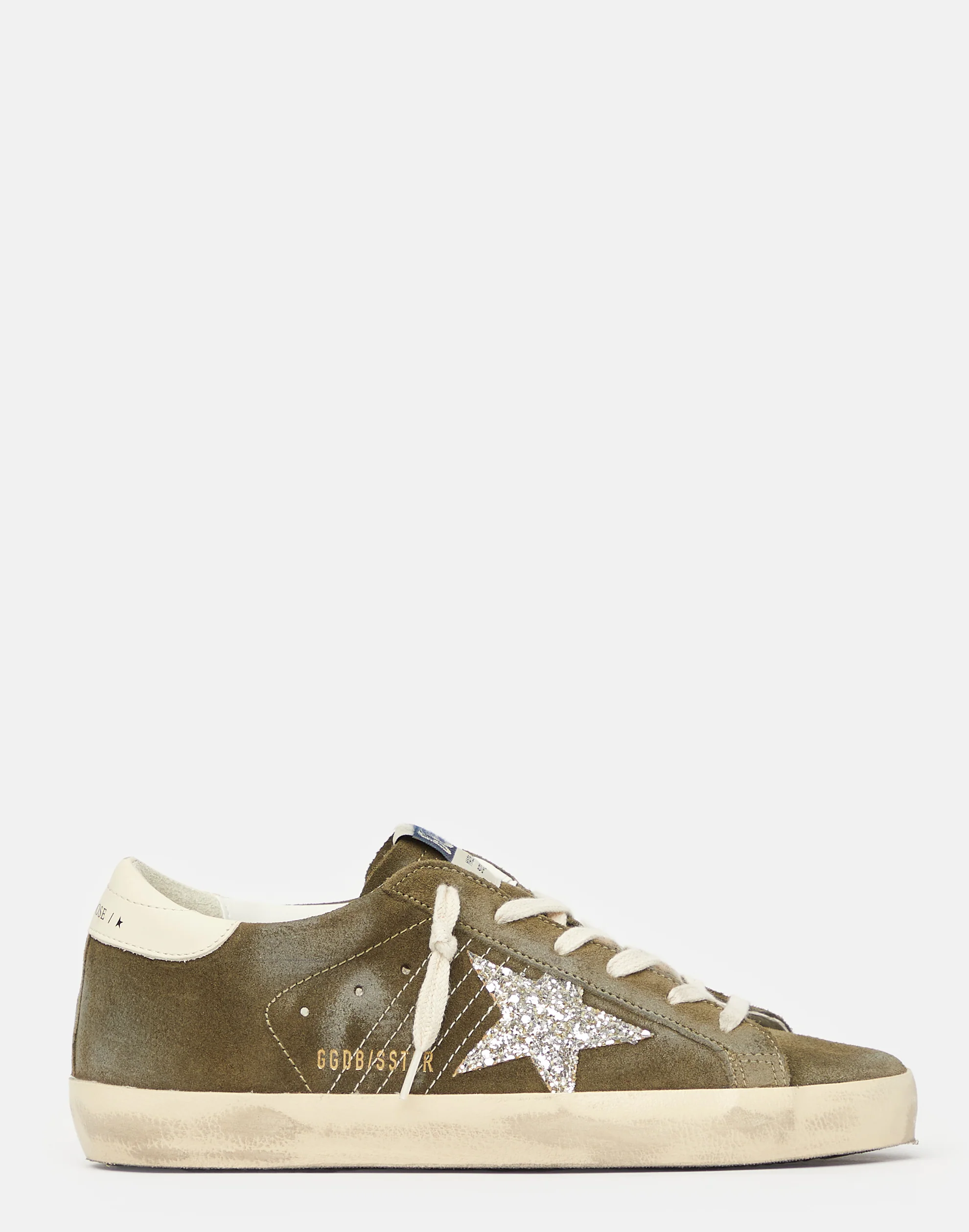 Golden Goose GGDB Olive Green Suede & Glitter Superstar Sneakers Women Men