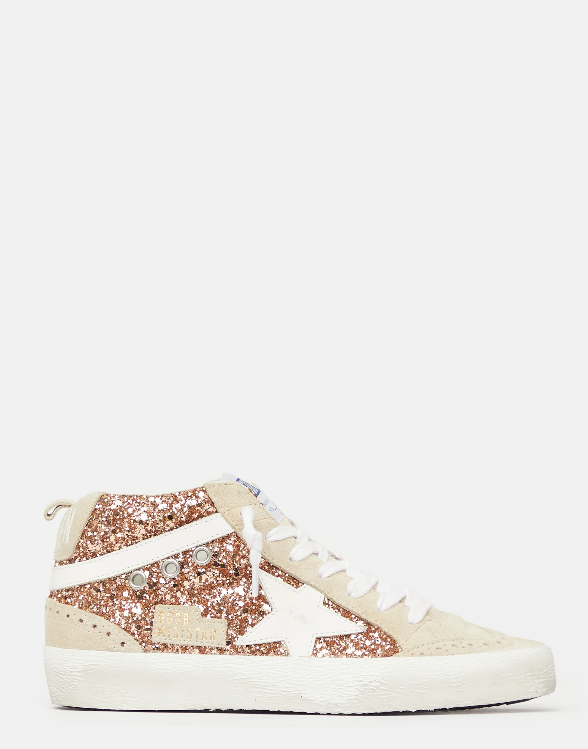 Golden Goose GGDB Peach Glitter & White Mid Star Sneakers Women Men