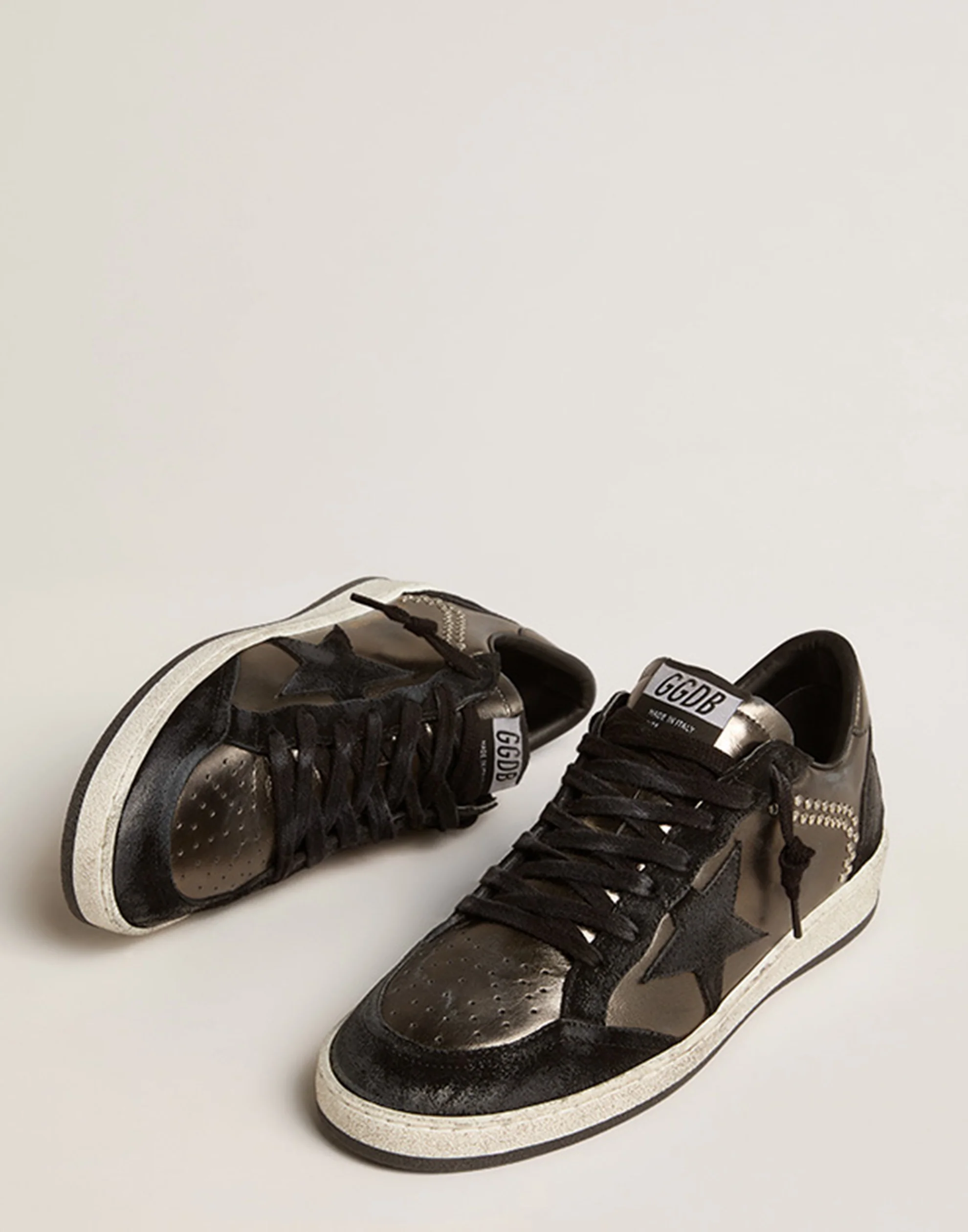 Golden Goose GGDB Black & Anthracite Studded Ball Star Sneakers Women Men