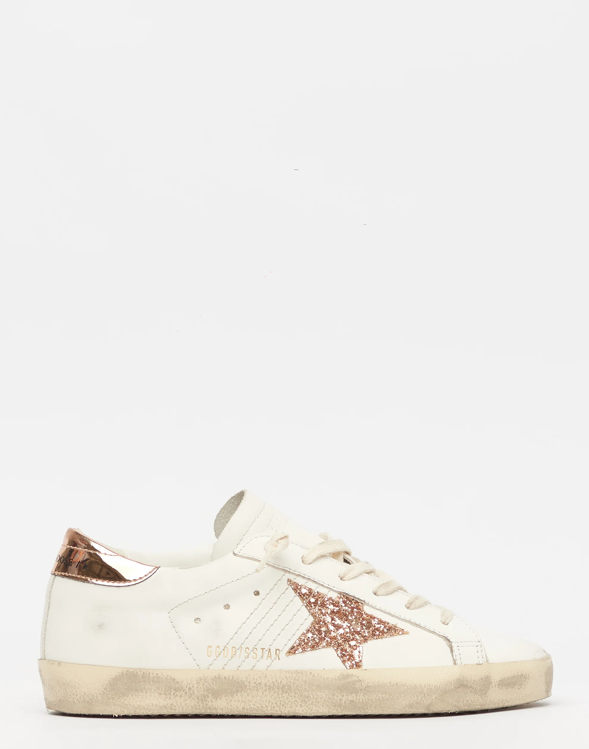 Golden Goose GGDB White & Peach Glitter Superstar Sneakers Women Men
