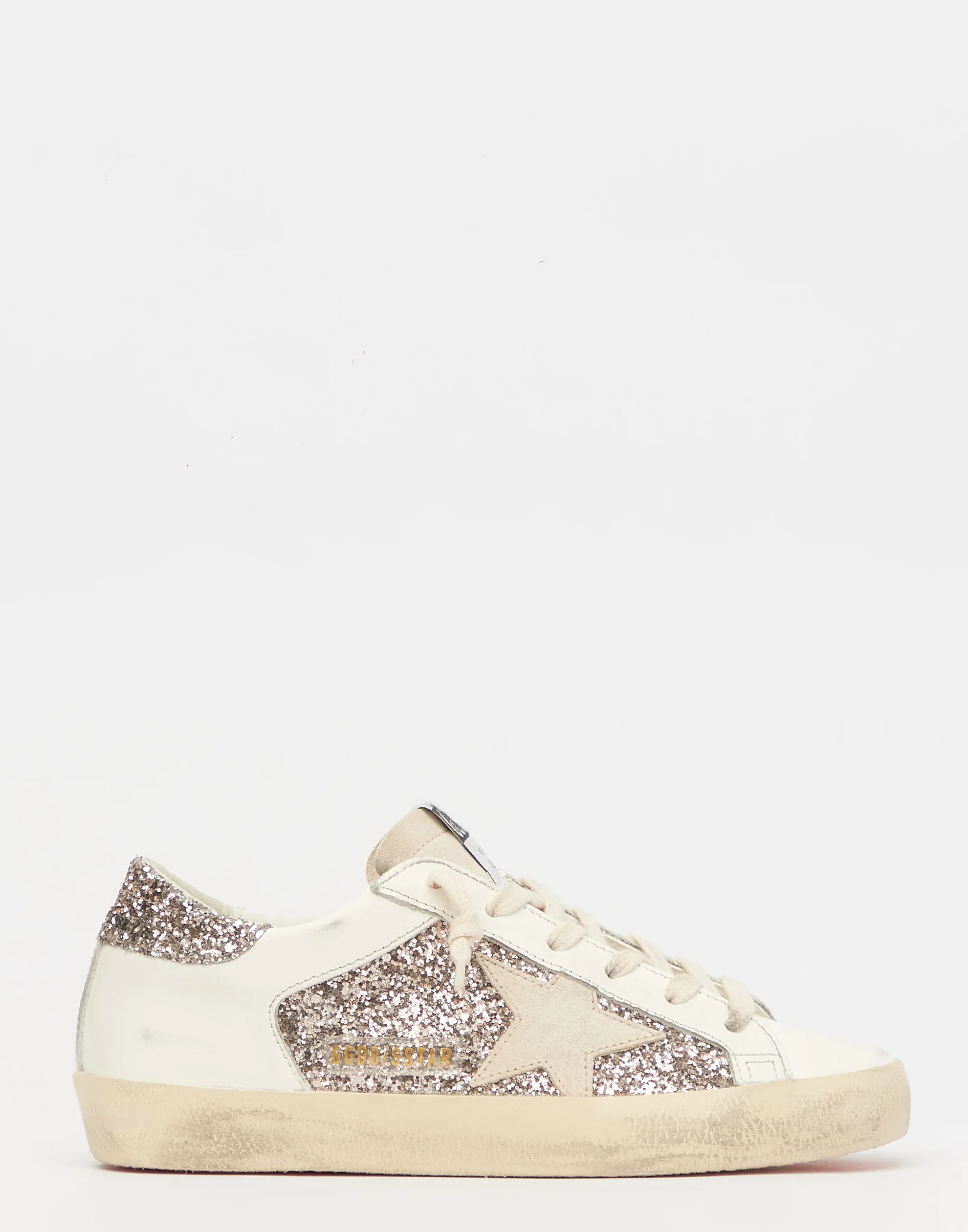 Golden Goose GGDB White & Glitter Superstar Sneakers Women Men