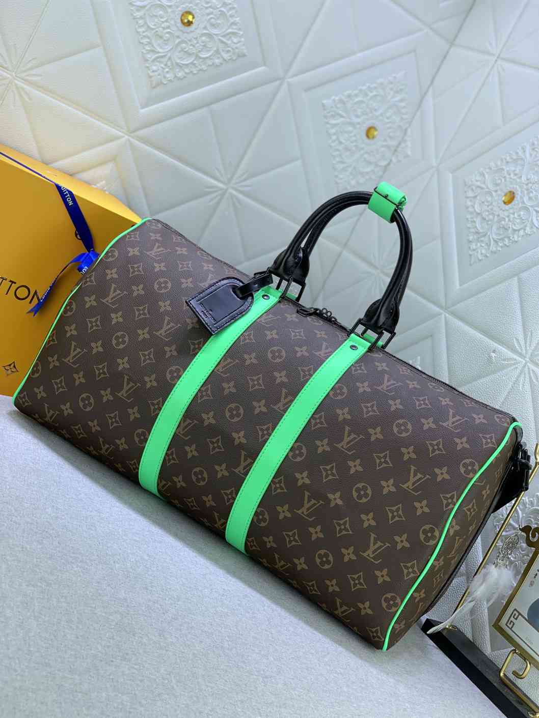 Louis Vuitton KEEPALL BANDOULIRE 50 Monogram Macassar Bag replica
