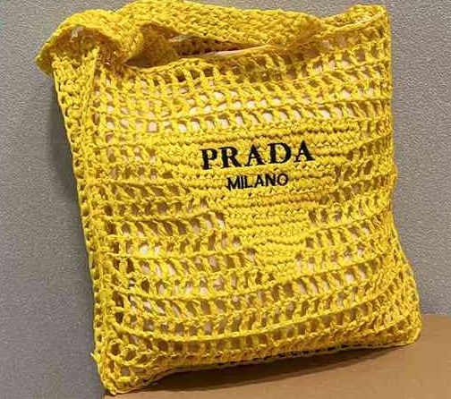 PRADA Raffia Embroidered Logo Tote Bag replica