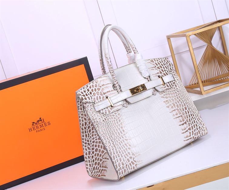 Hermès Birkin 30 Blanc Himalaya Crocodile Bag replica