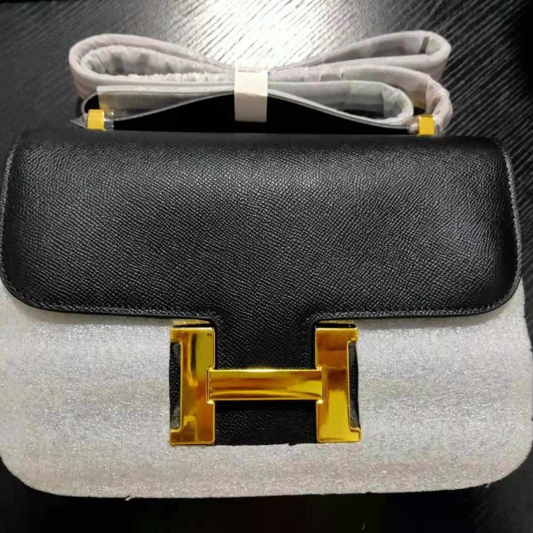 Hermes Black Noir Epsom Constance Mini 18 Handbag replica