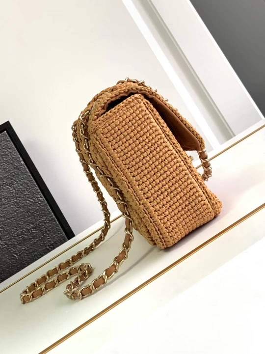 Chanel Raffia Effect Braided   Gold-Tone Metal-Original replica