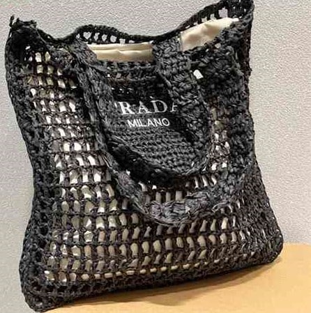 PRADA Raffia Embroidered Logo Tote Bag replica