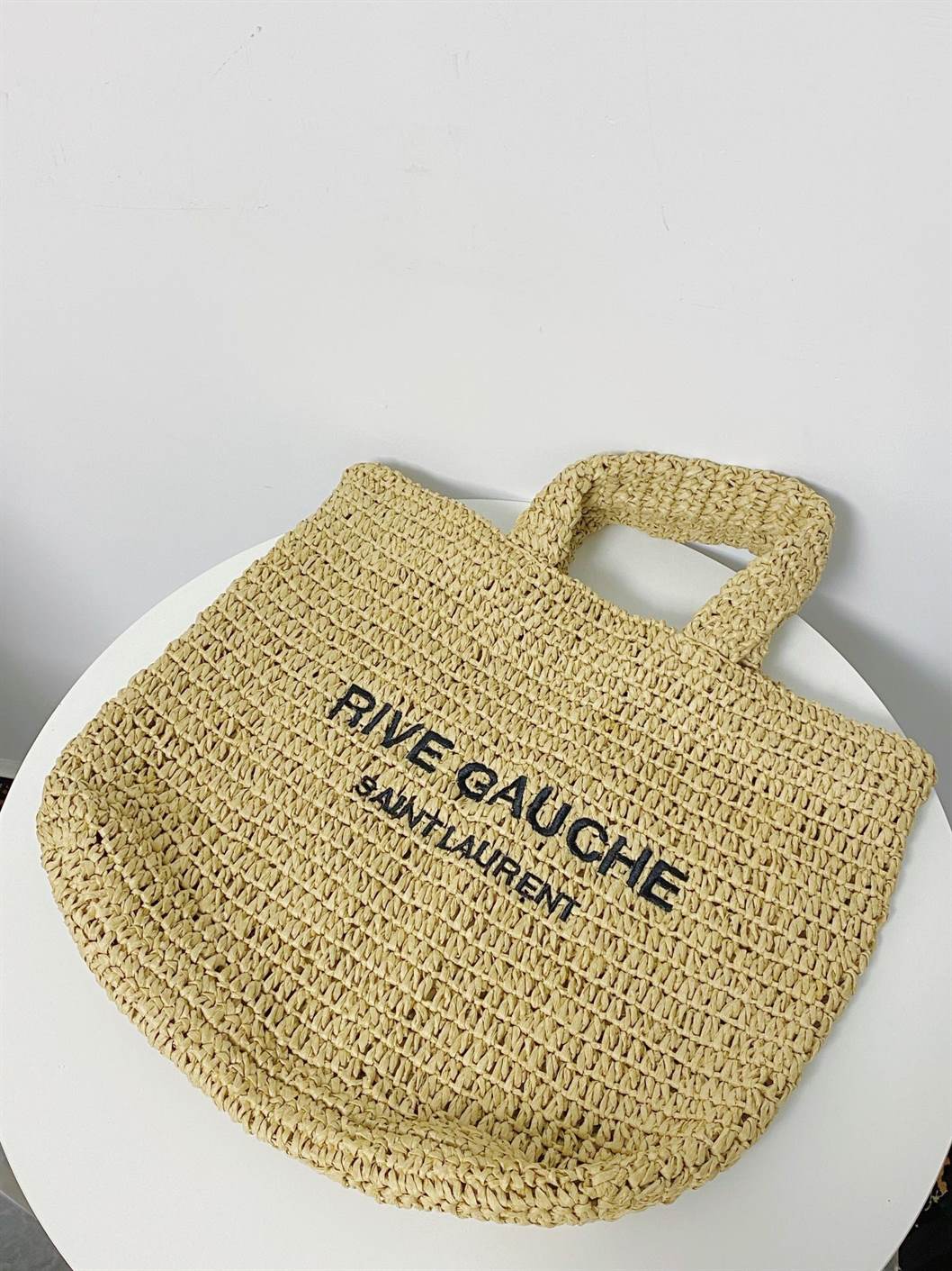 YSL Raffia Rive Gauche Tote Natural replica