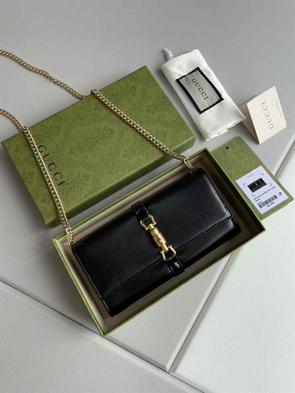 Gucci Jackie 1961 Leather Chain Wallet replica