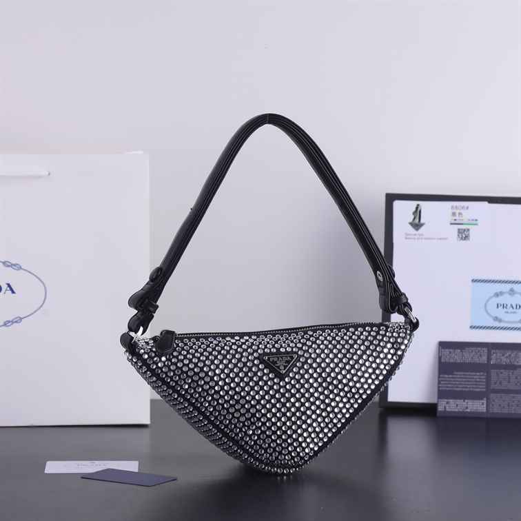 Prada Crystal-Studded Satin Pouch replica