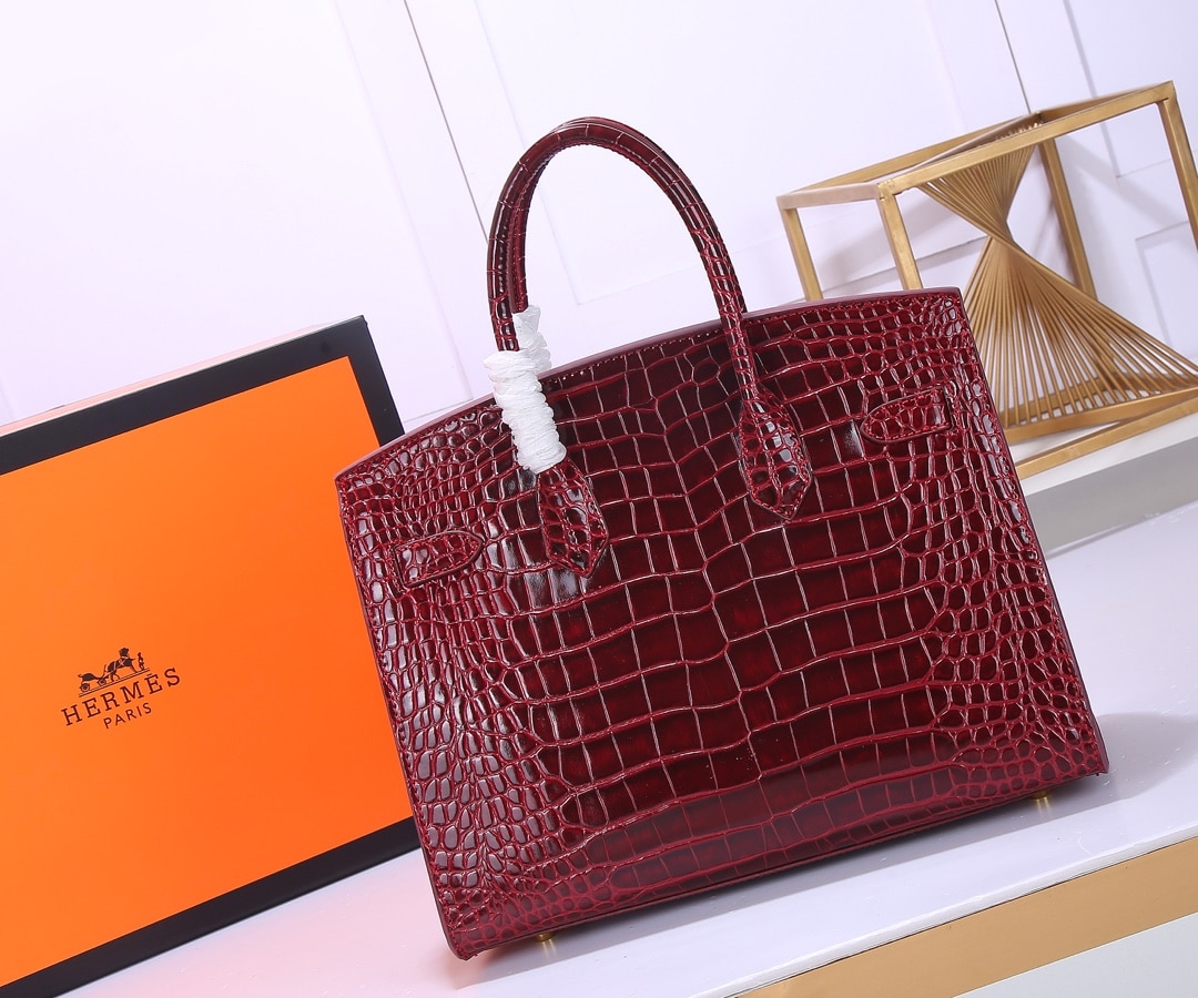 Hermès Birkin 30 Rouge H Niloticus Crocodile replica