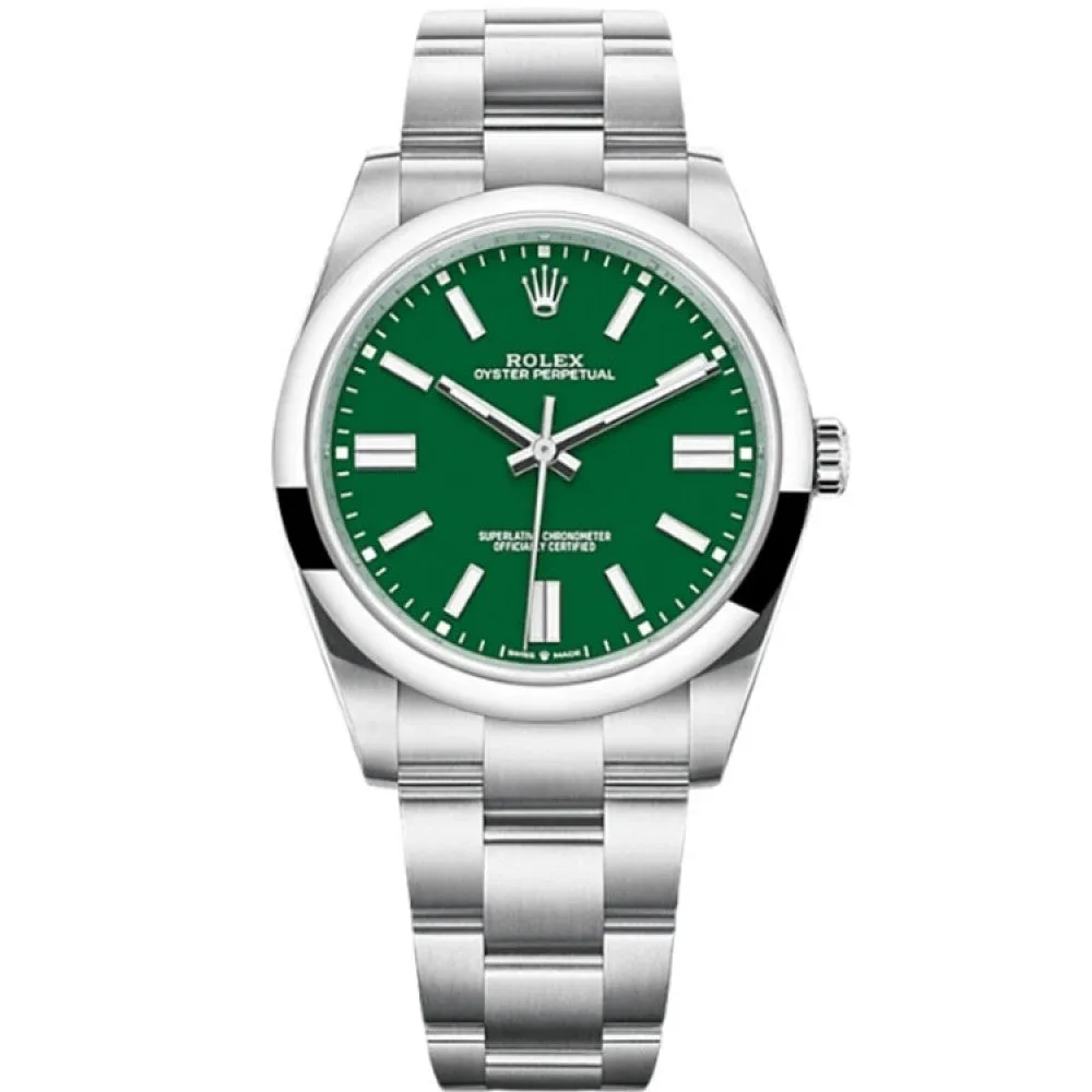 Rolex Oyster Perpetual 124300 Steel Green Index Dial