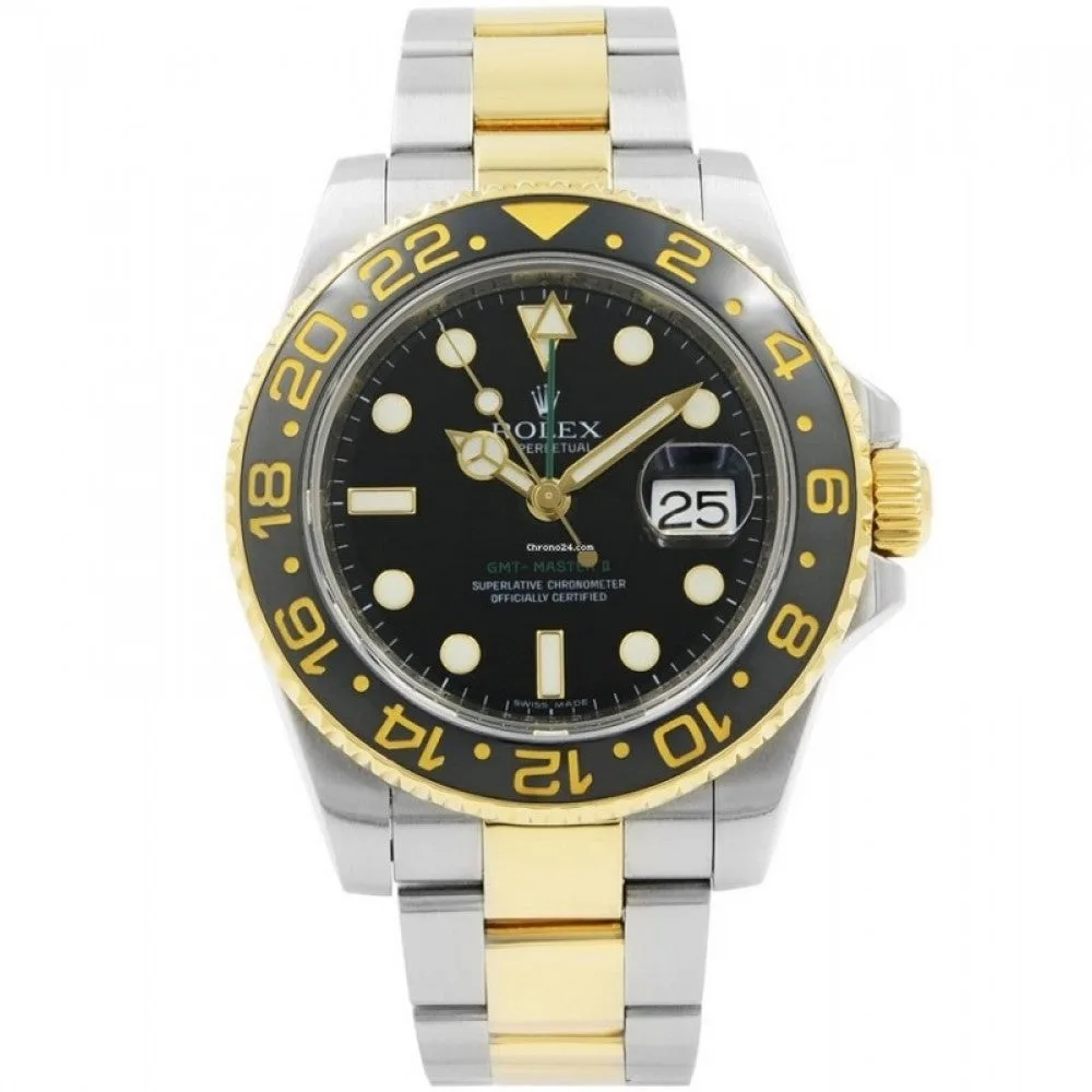 Rolex GMT MASTER II Gold Green DIAL 116713LN Automatic Men s Watch
