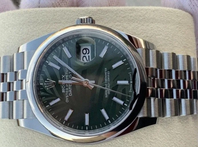 Rolex Datejust 126200 Olive Green Palm Motif