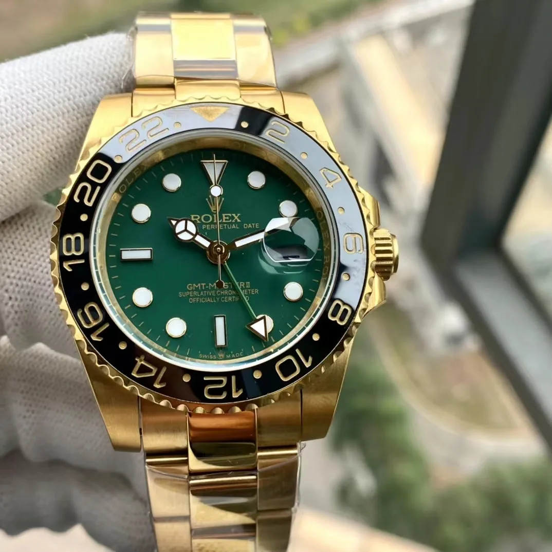 Rolex GMT MASTER II Gold Green DIAL 116718LN Automatic Men s Watch