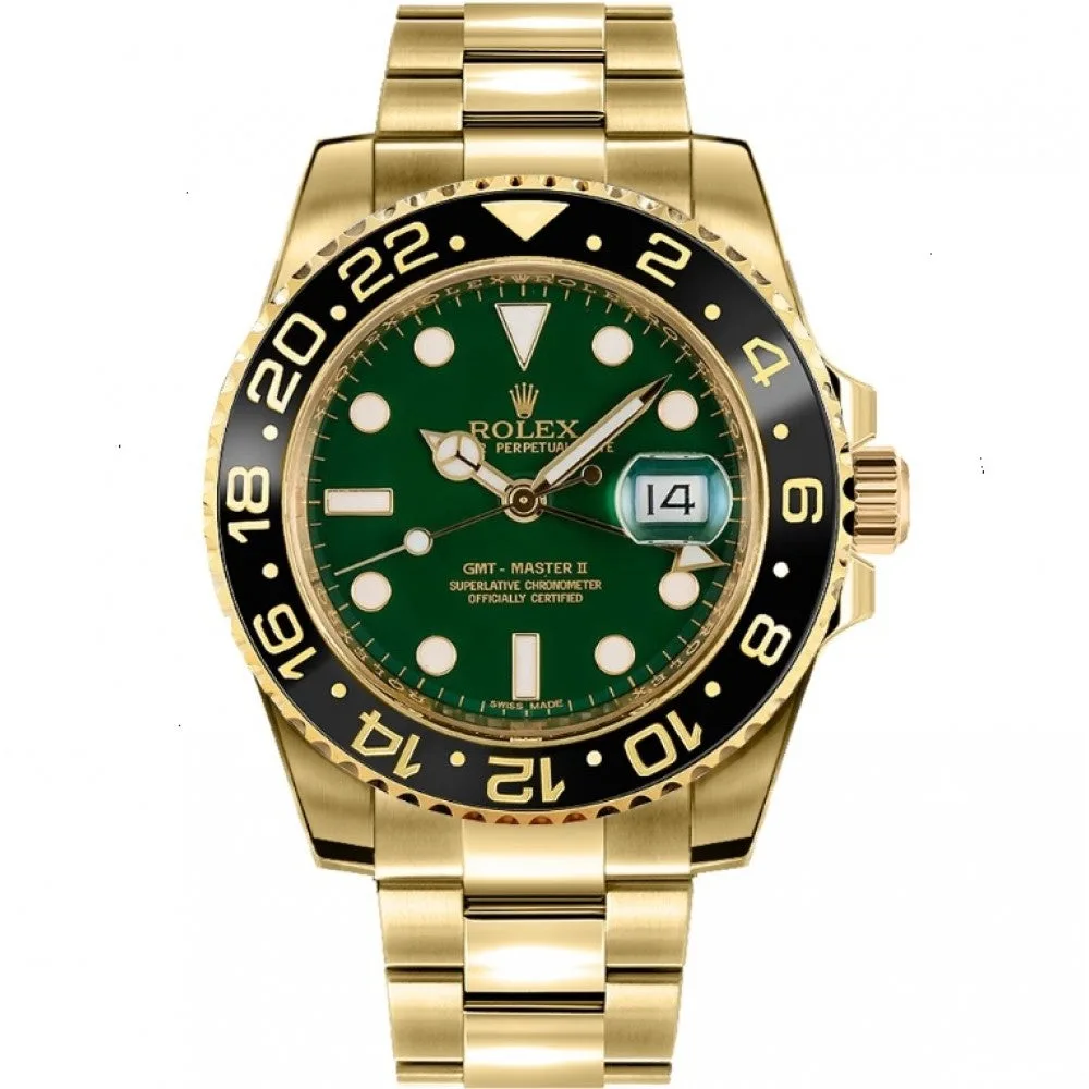 Rolex GMT MASTER II Gold Green DIAL 116718LN Automatic Men s Watch