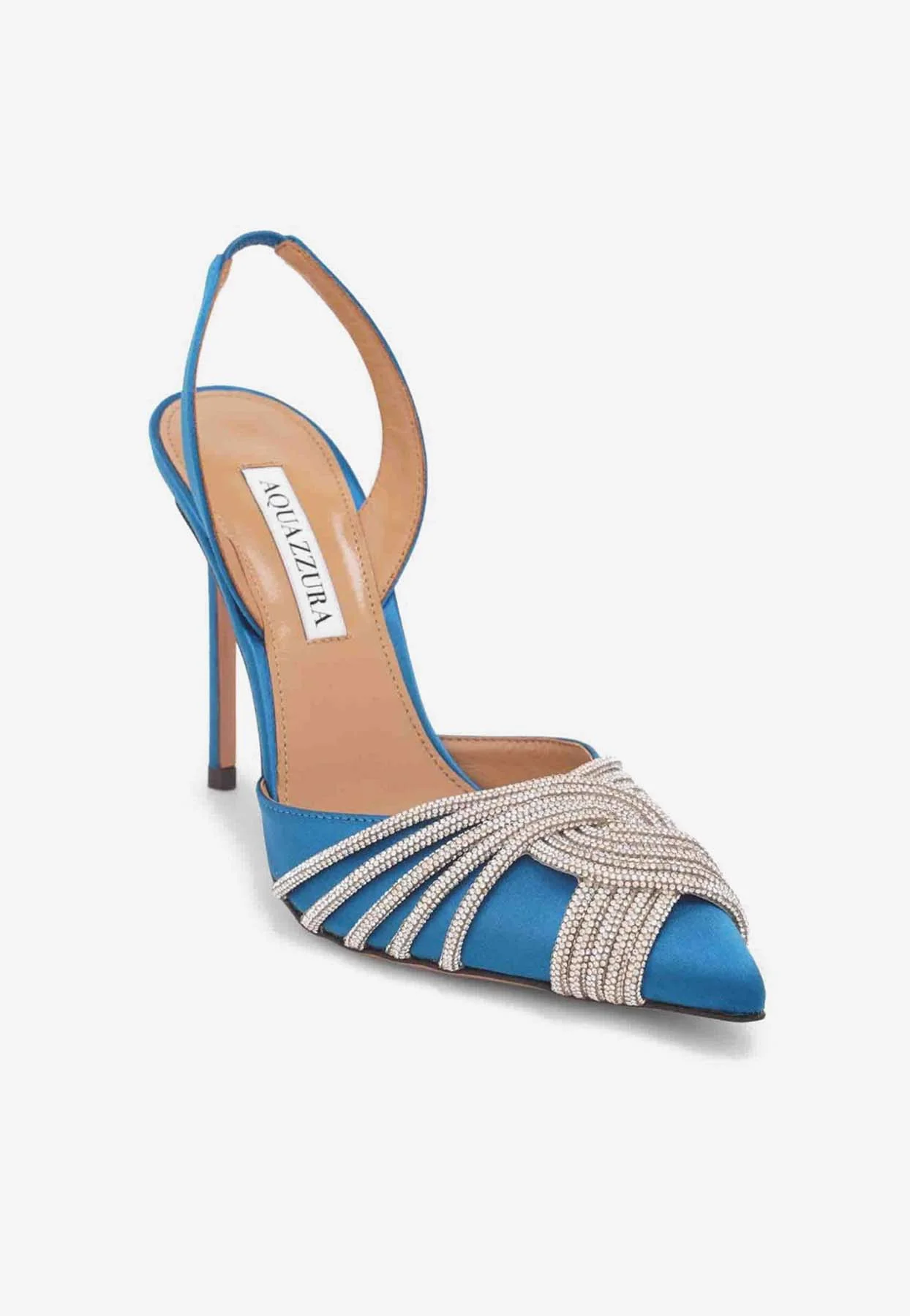 Aquazzura Gatsby 105 Slingback Satin Pumps Women Shoes