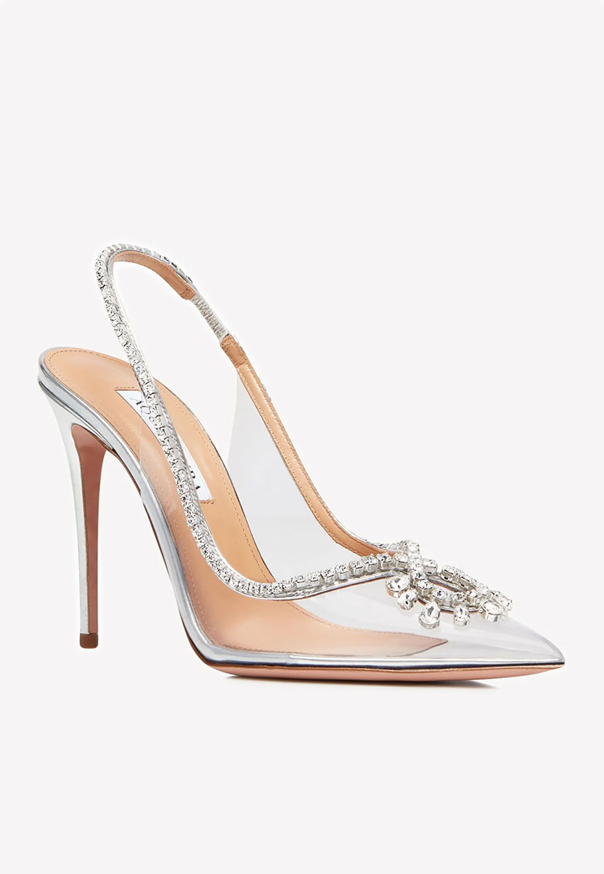 Aquazzura Seduction 105 Crystal-Embellished Slingback Pumps Women Shoes