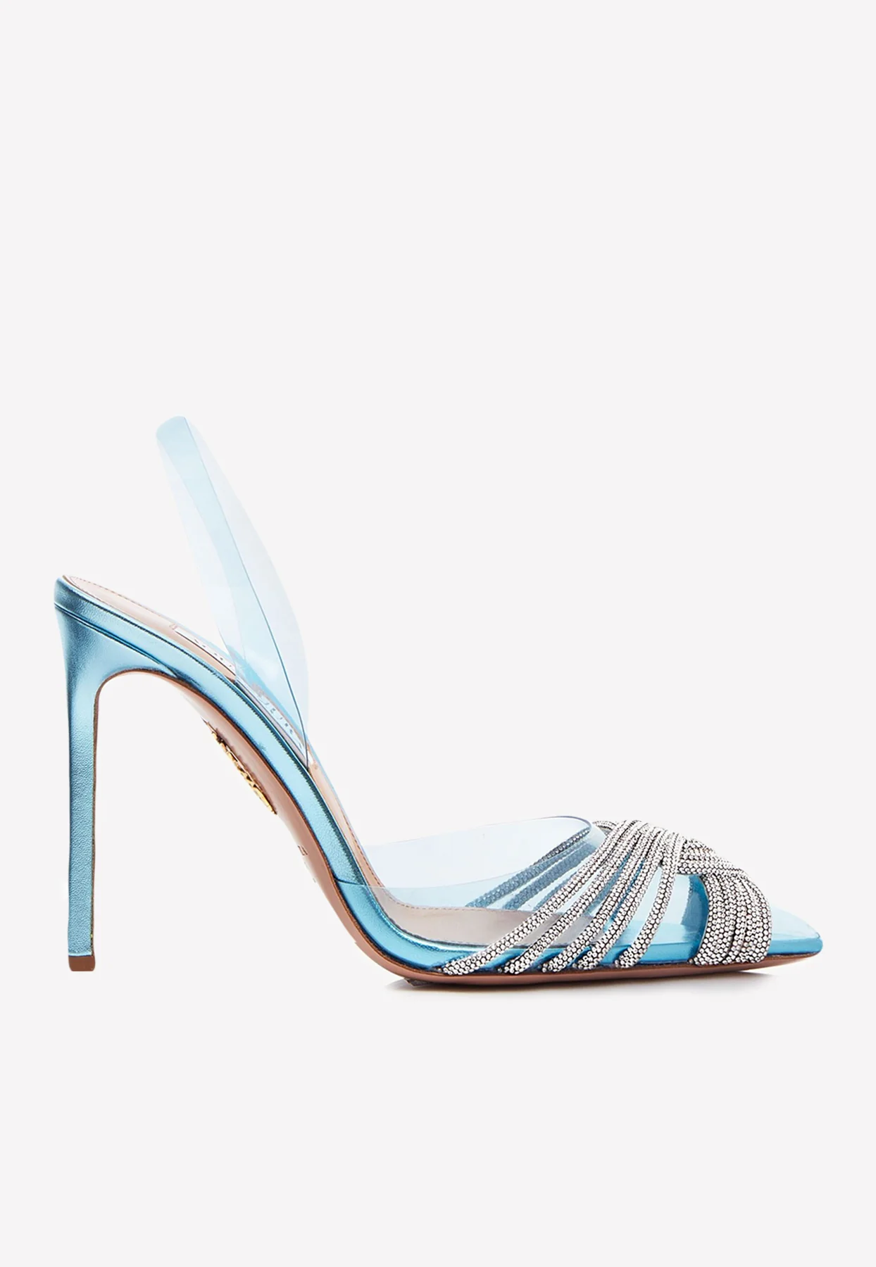 Aquazzura Gatsby 105 Crystal Knot Slingback Pumps Women Shoes