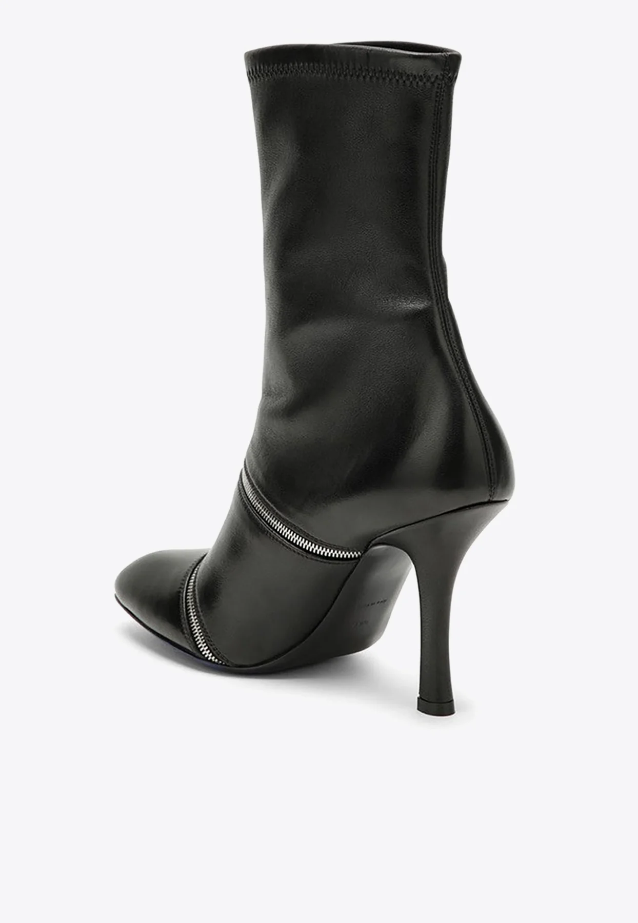 Burberry 100 Decorative-Zip Ankle Boots in Leather
