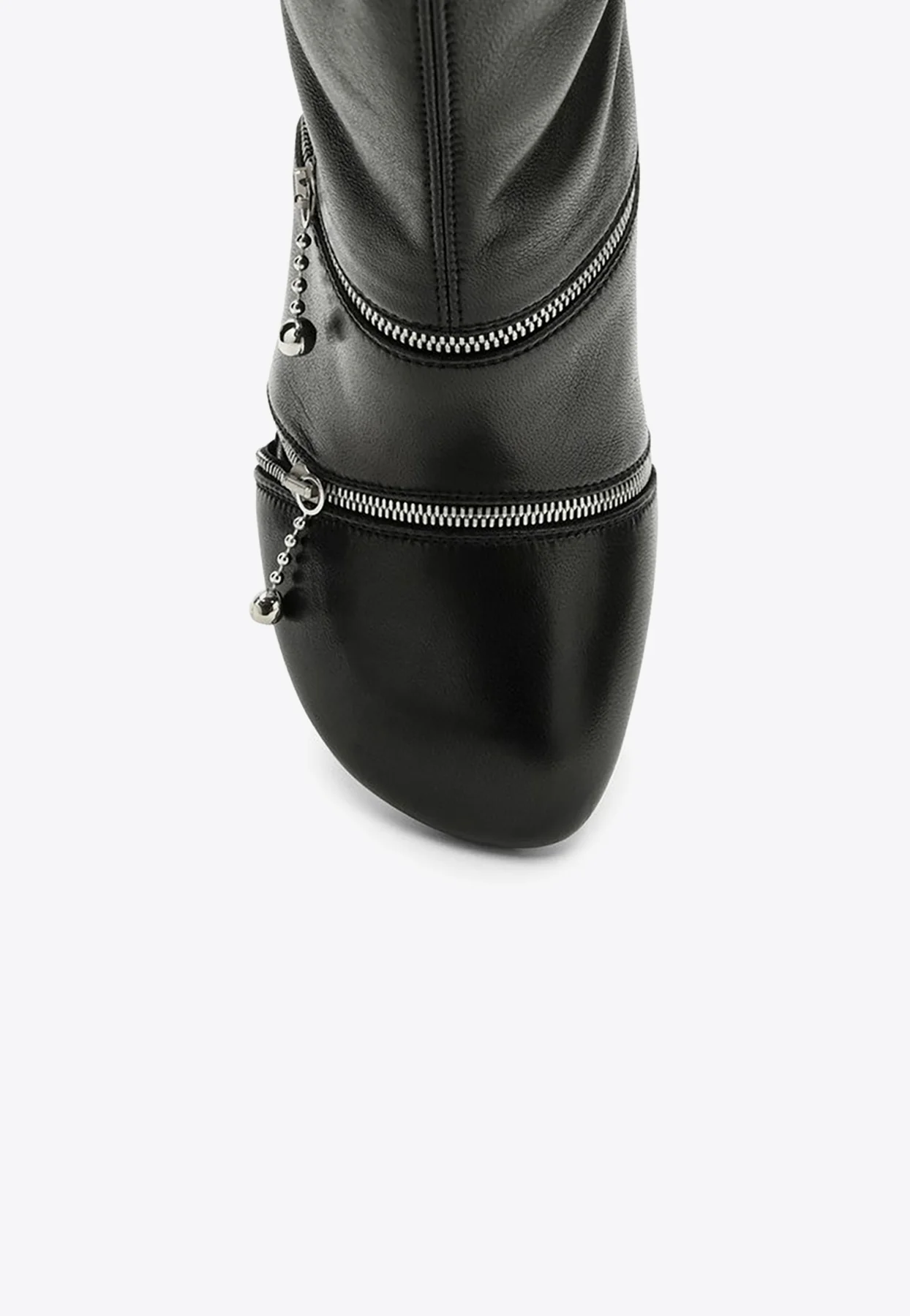 Burberry 100 Decorative-Zip Ankle Boots in Leather